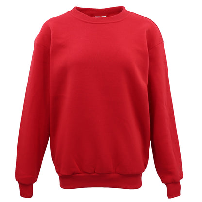 New Adult Unisex Plain Pullover Fleece Jumper Mens Long Sleeve Crew Neck Sweater, Navy, S
