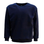 New Adult Unisex Plain Pullover Fleece Jumper Mens Long Sleeve Crew Neck Sweater, Navy, 2XL
