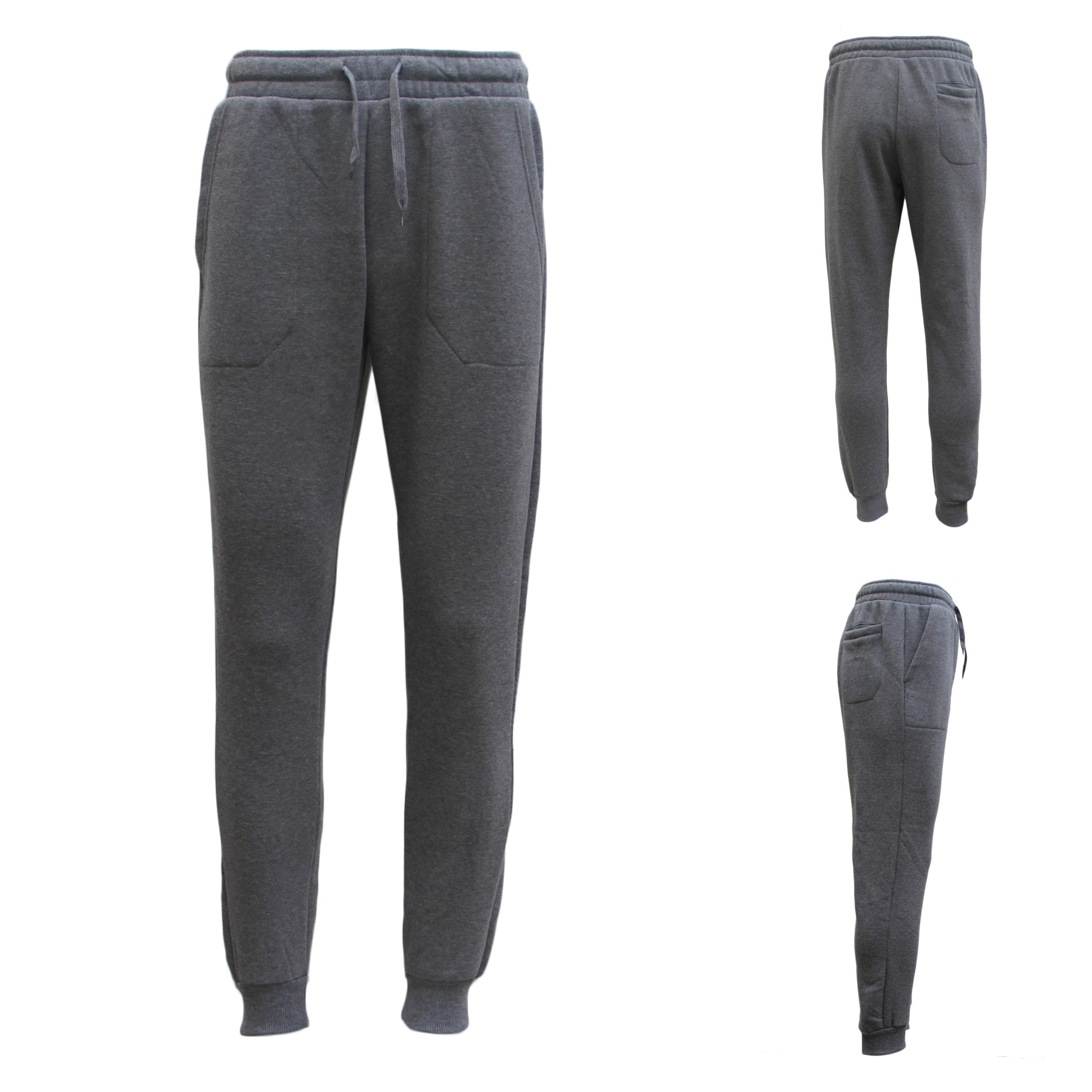 Mens Unisex Fleece Lined Sweat Track Pants Suit Casual Trackies Slim Cuff XS-6XL, Dark Grey, S Main image