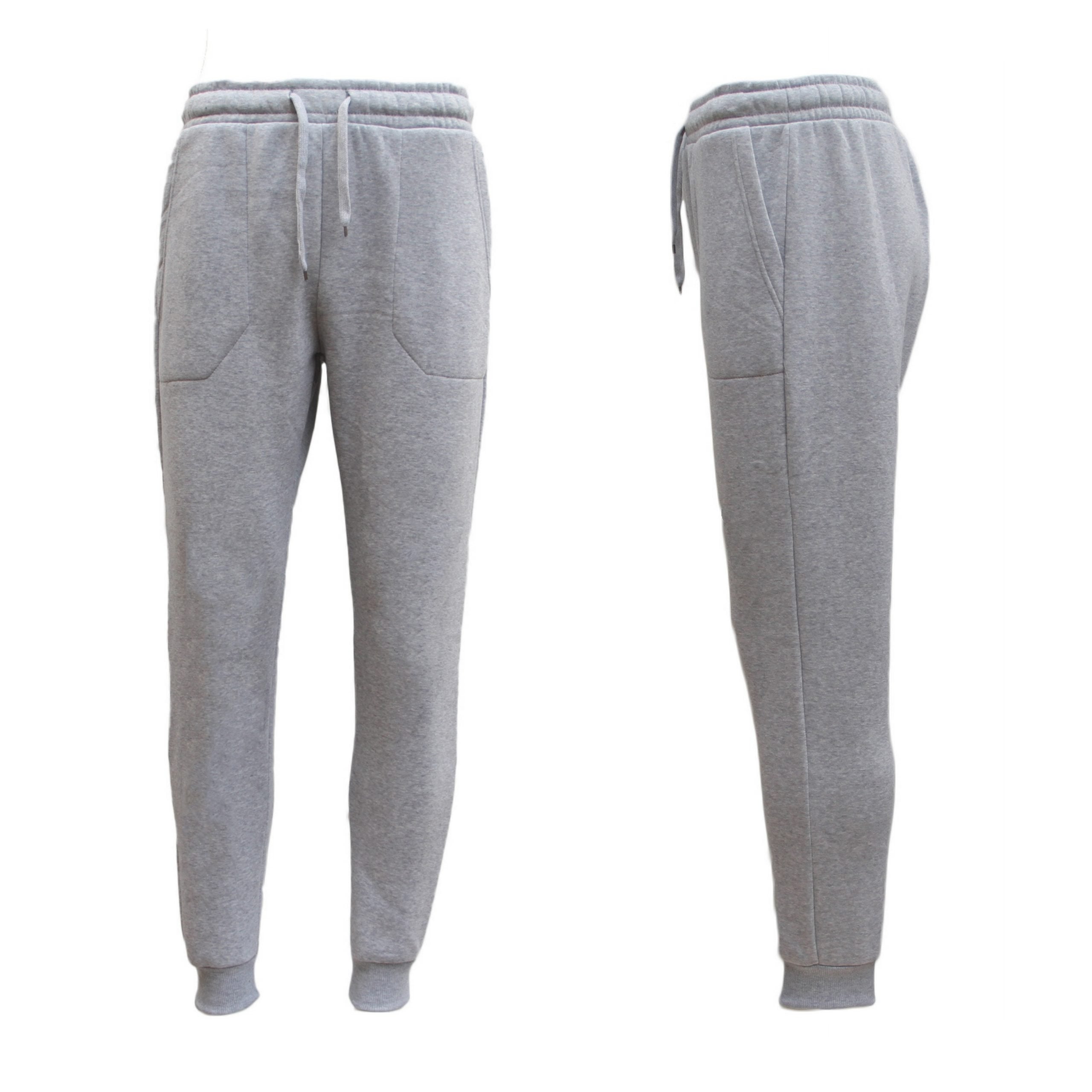 Mens Unisex Fleece Lined Sweat Track Pants Suit Casual Trackies Slim Cuff XS-6XL, Light Grey, 3XL Main image