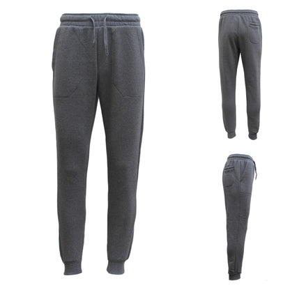 Mens Unisex Fleece Lined Sweat Track Pants Suit Casual Trackies Slim Cuff XS-6XL, Navy, M