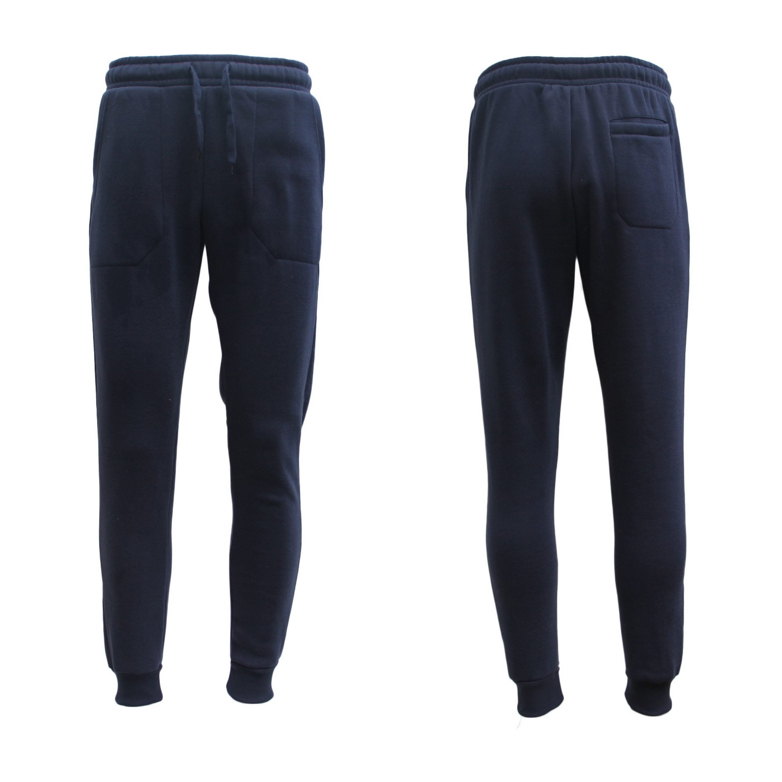Mens Unisex Fleece Lined Sweat Track Pants Suit Casual Trackies Slim Cuff XS-6XL, Navy, 2XL Main image