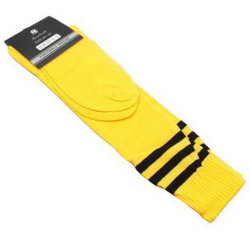 Mens Womens Sports Breathable Tube Long High Socks Knee Warm Casual Footy Soccer, Yellow Main image
