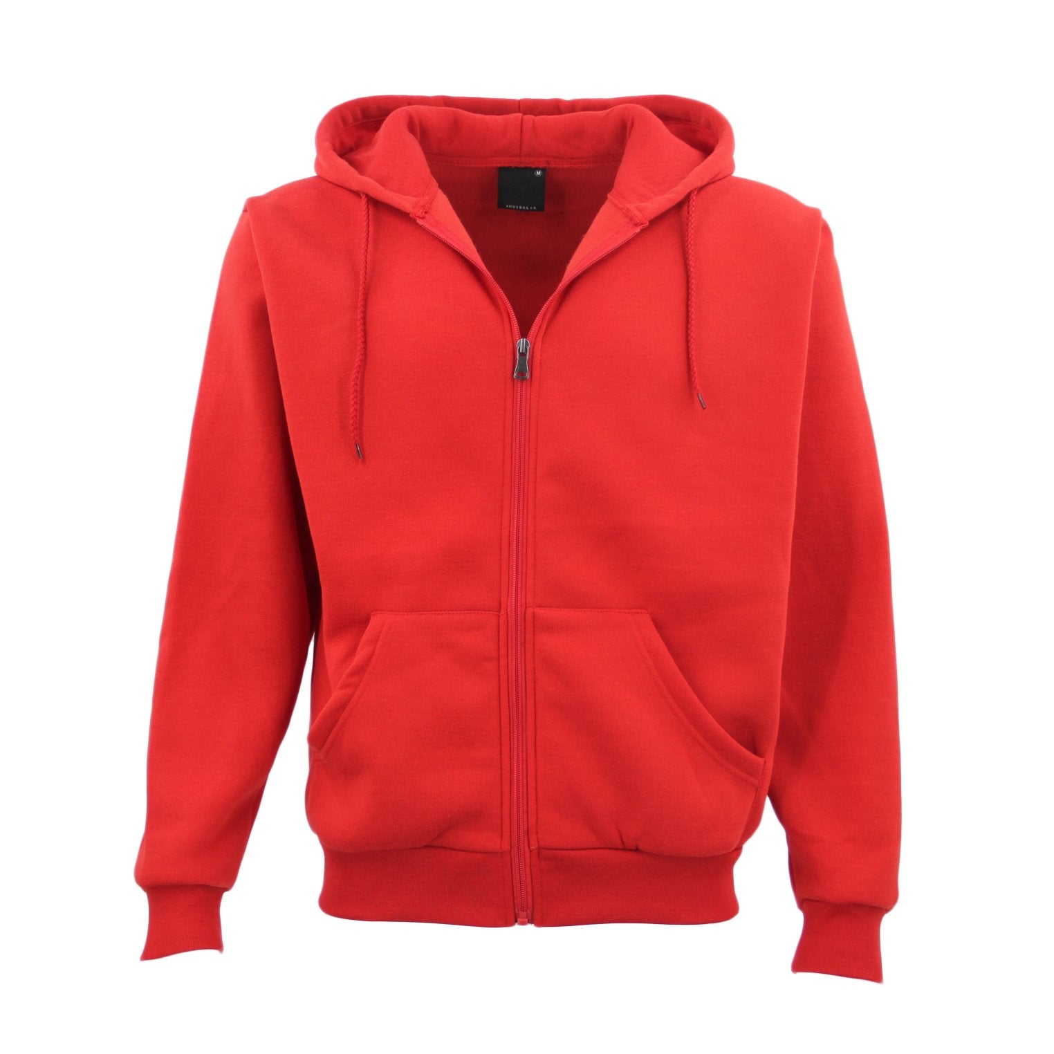 Adult Unisex Zip Plain Fleece Hoodie Hooded Jacket Mens Sweatshirt Jumper XS-8XL, Red, S Main image