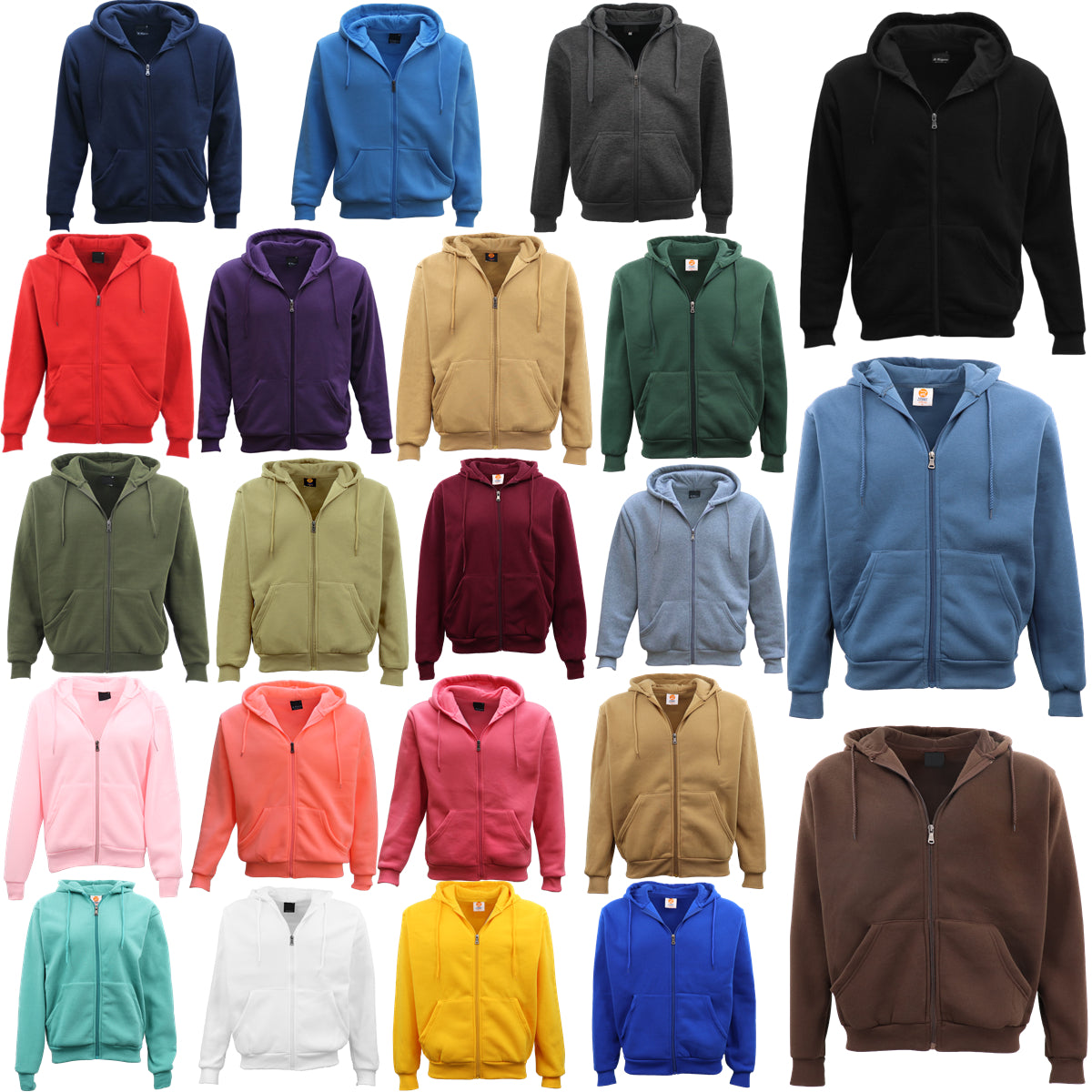 Adult Unisex Zip Plain Fleece Hoodie Hooded Jacket Mens Sweatshirt Jumper XS-8XL, Red, 3XL Secondary image