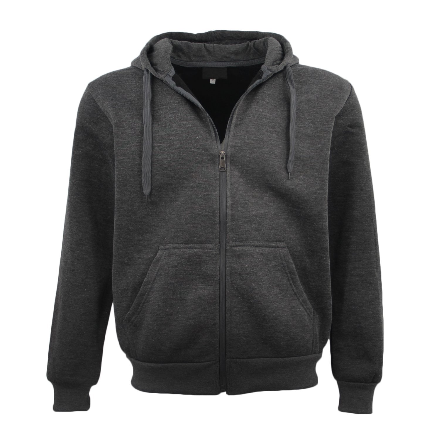 Adult Unisex Zip Plain Fleece Hoodie Hooded Jacket Mens Sweatshirt Jumper XS-8XL, Dark Grey, 2XL Main image