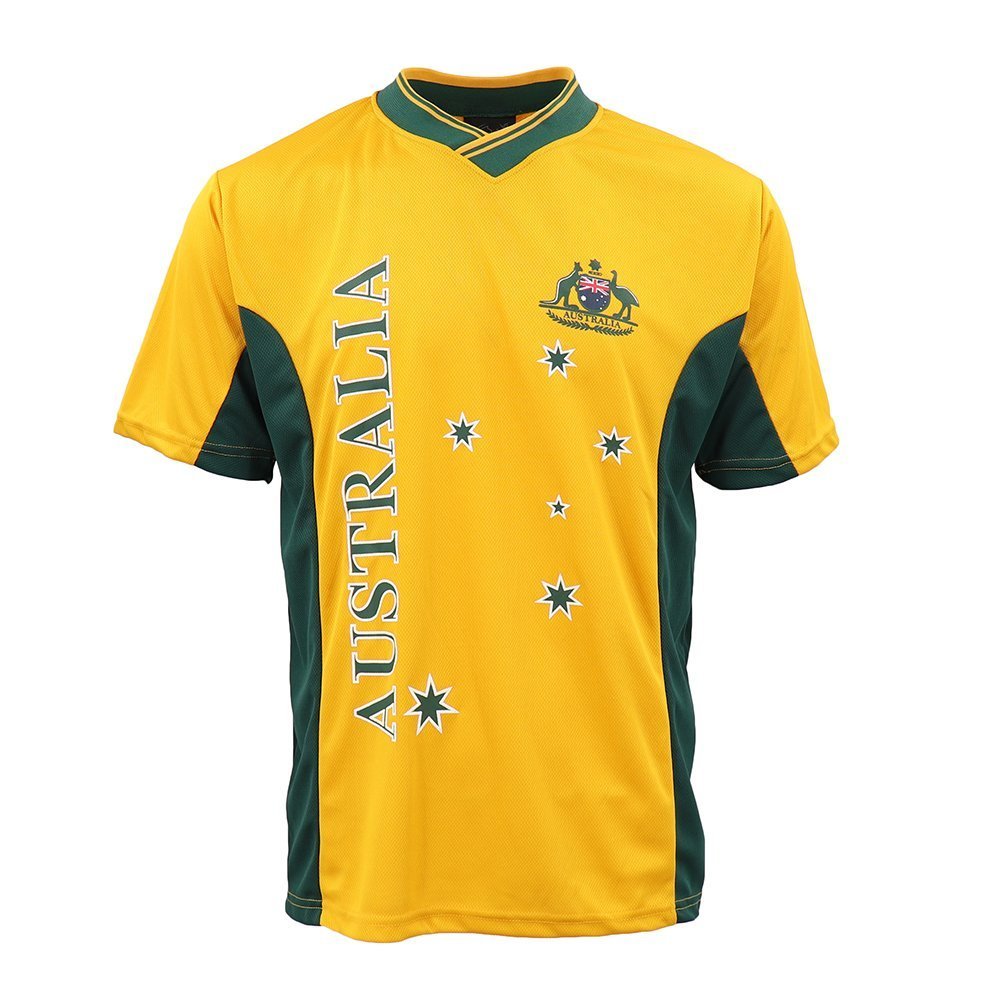 Adults Kids Men's Sports Soccer Rugby Jersy T Shirt Australia Day Polo Souvenir, Gold, XS Main image