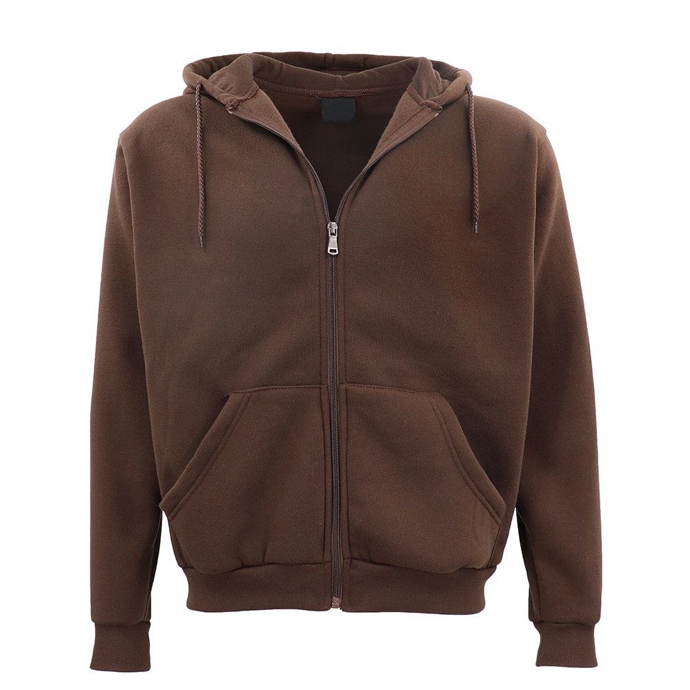 Adult Unisex Zip Plain Fleece Hoodie Hooded Jacket Mens Sweatshirt Jumper XS-8XL, Brown, 3XL Main image
