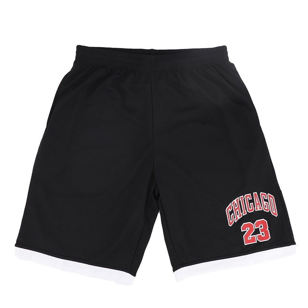 Men's Basketball Sports Shorts Gym Jogging Swim Board Boxing Sweat Casual Pants, Black - Chicago 23, L Main image