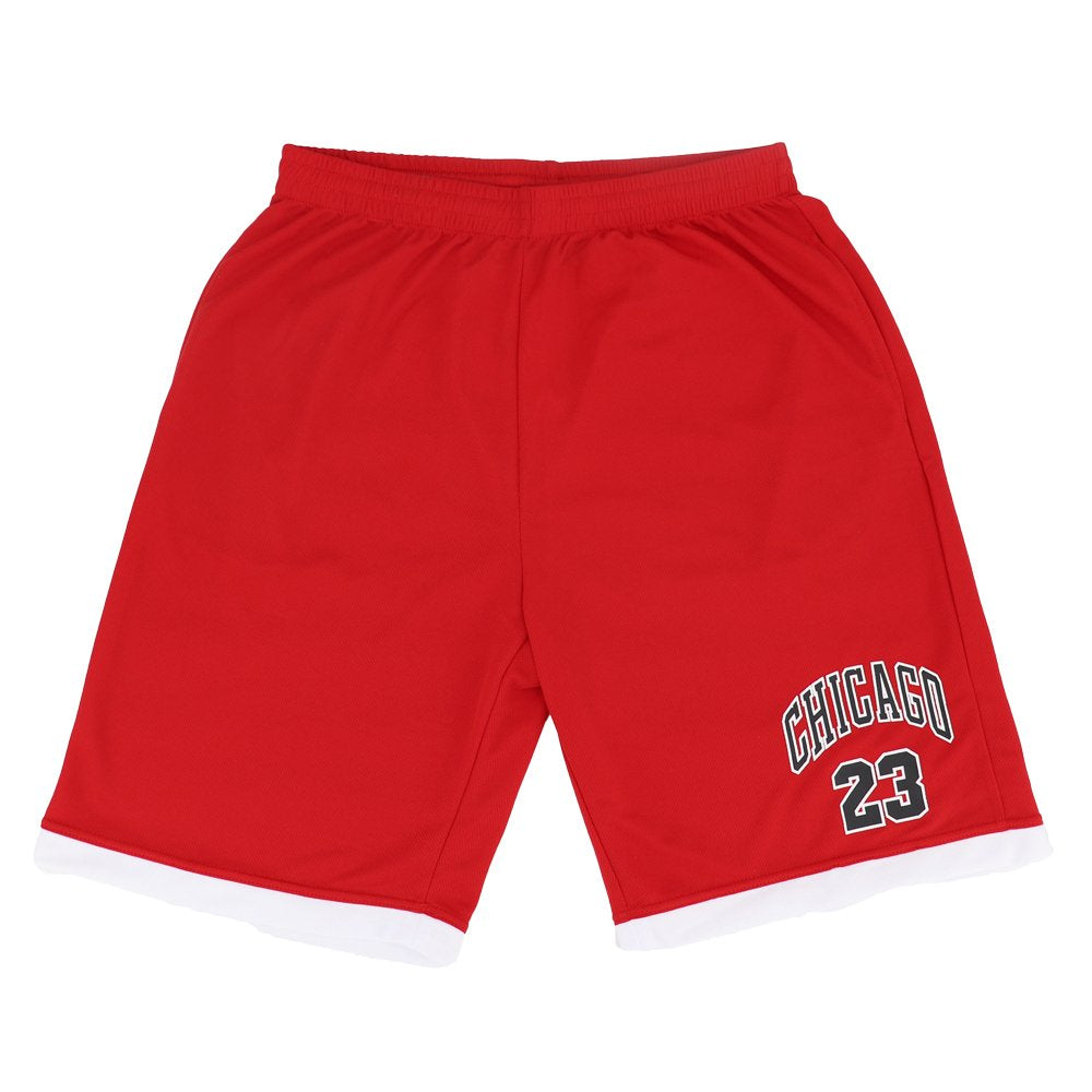 Men's Basketball Sports Shorts Gym Jogging Swim Board Boxing Sweat Casual Pants, Red - Chicago 23, XL Main image