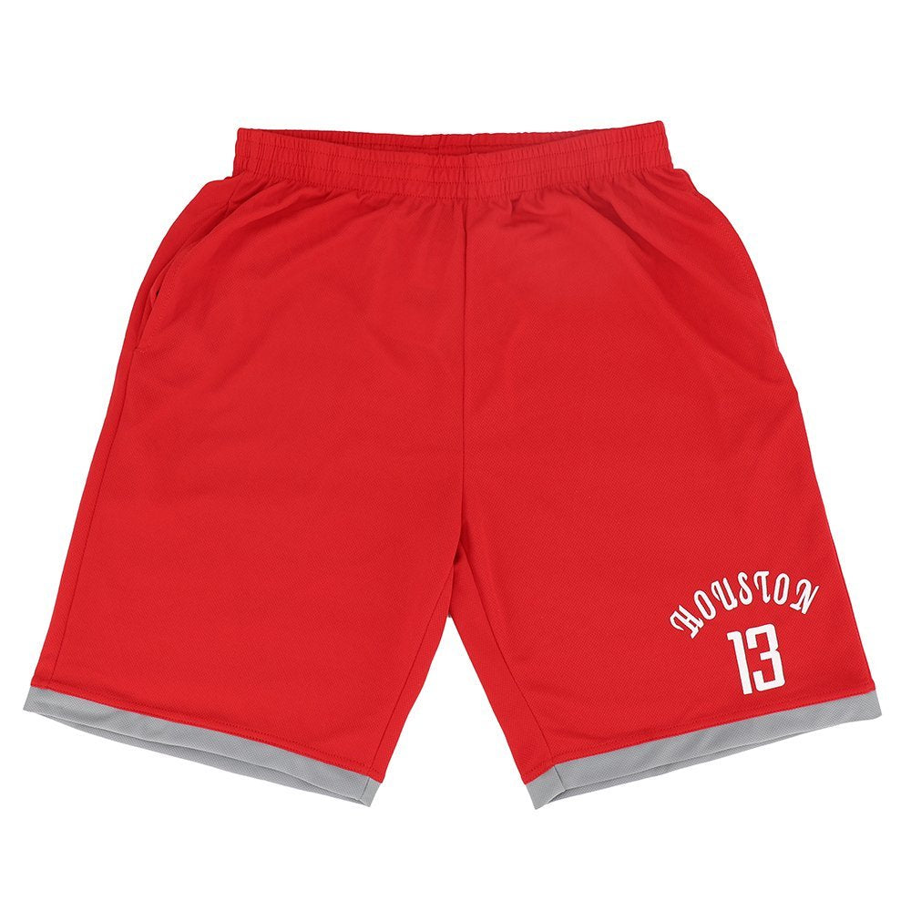 Men's Basketball Sports Shorts Gym Jogging Swim Board Boxing Sweat Casual Pants, Red - Houston 13, S Main image
