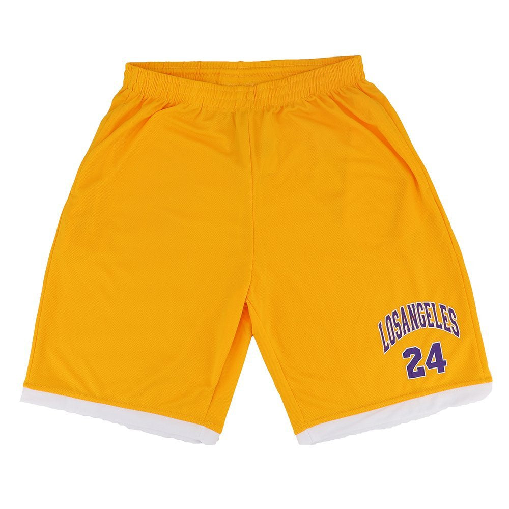Men's Basketball Sports Shorts Gym Jogging Swim Board Boxing Sweat Casual Pants, Yellow - Los Angeles 24, M Main image