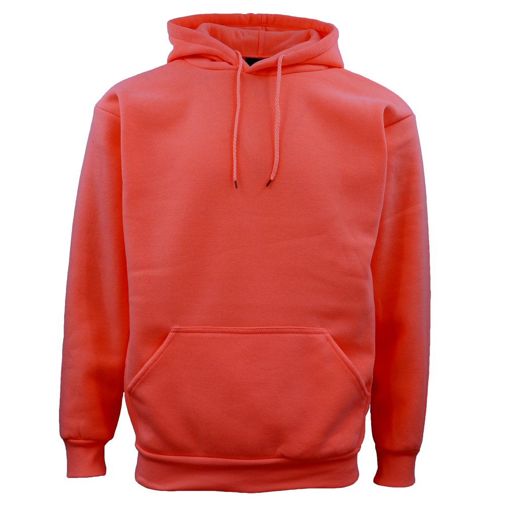 Adult Unisex Men's Basic Plain Hoodie Pullover Sweater Sweatshirt Jumper XS-8XL, Coral Pink, S Main image