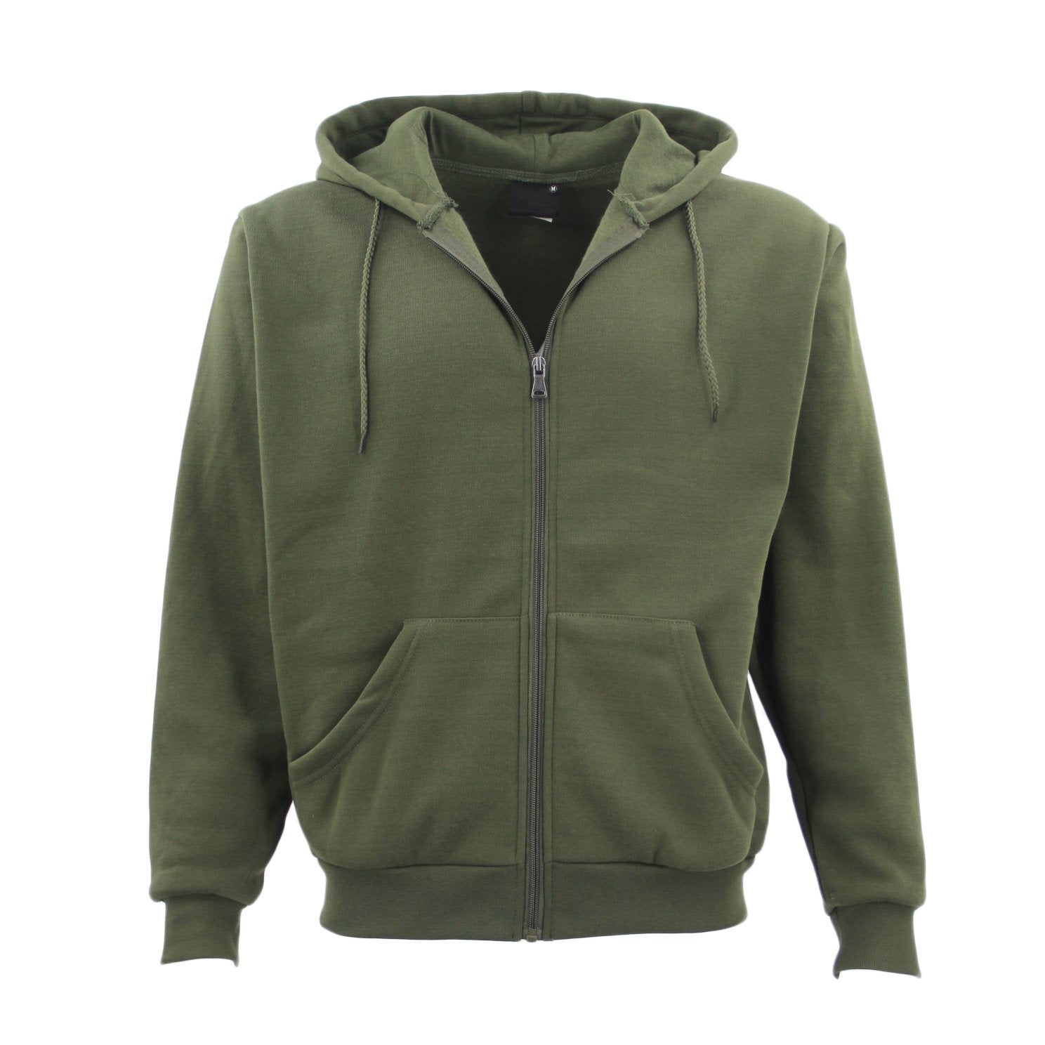 Adult Unisex Zip Plain Fleece Hoodie Hooded Jacket Mens Sweatshirt Jumper XS-8XL, Olive, 5XL Main image