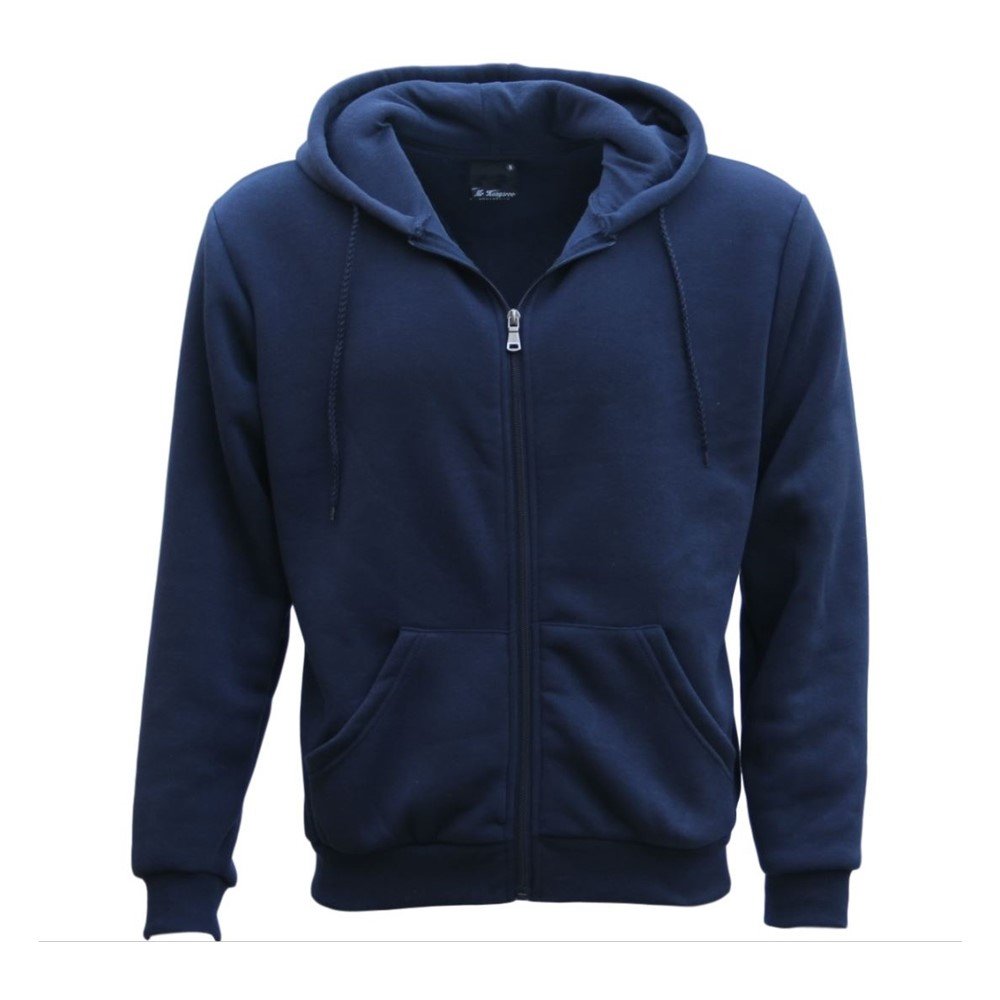 Adult Unisex Zip Plain Fleece Hoodie Hooded Jacket Mens Sweatshirt Jumper XS-8XL, Navy, 5XL Main image