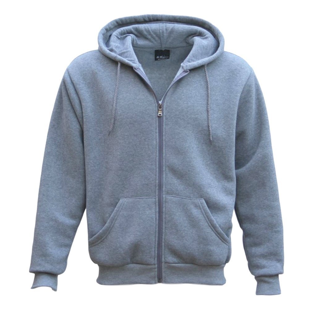 Adult Unisex Zip Plain Fleece Hoodie Hooded Jacket Mens Sweatshirt Jumper XS-8XL, Light Grey, 6XL Main image