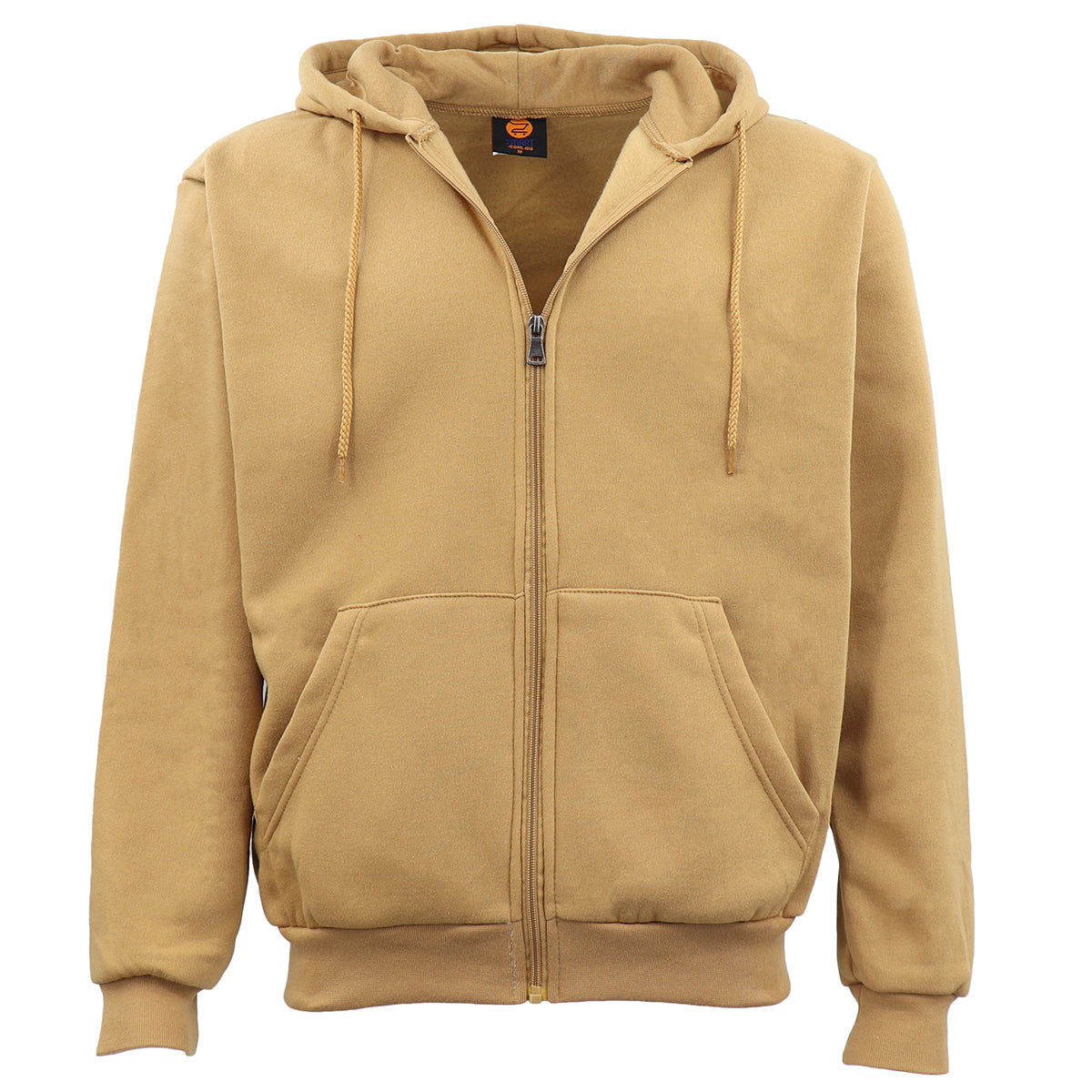 Adult Unisex Zip Plain Fleece Hoodie Hooded Jacket Mens Sweatshirt Jumper XS-8XL, Tan, 3XL Main image