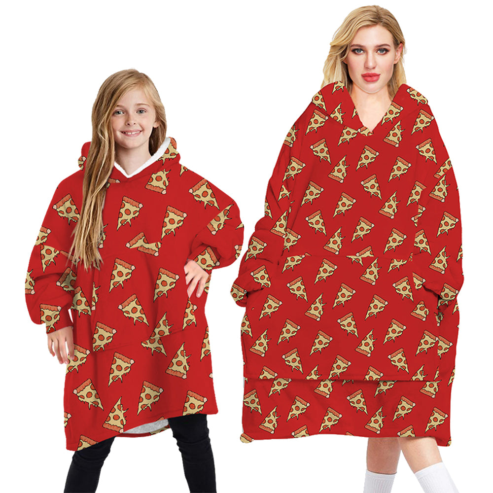 Oversized Soft Pullover Plain Hoodie Warm Fleece Blanket Plush Winter Sweatshirt, Red Pizza, Adult Main image