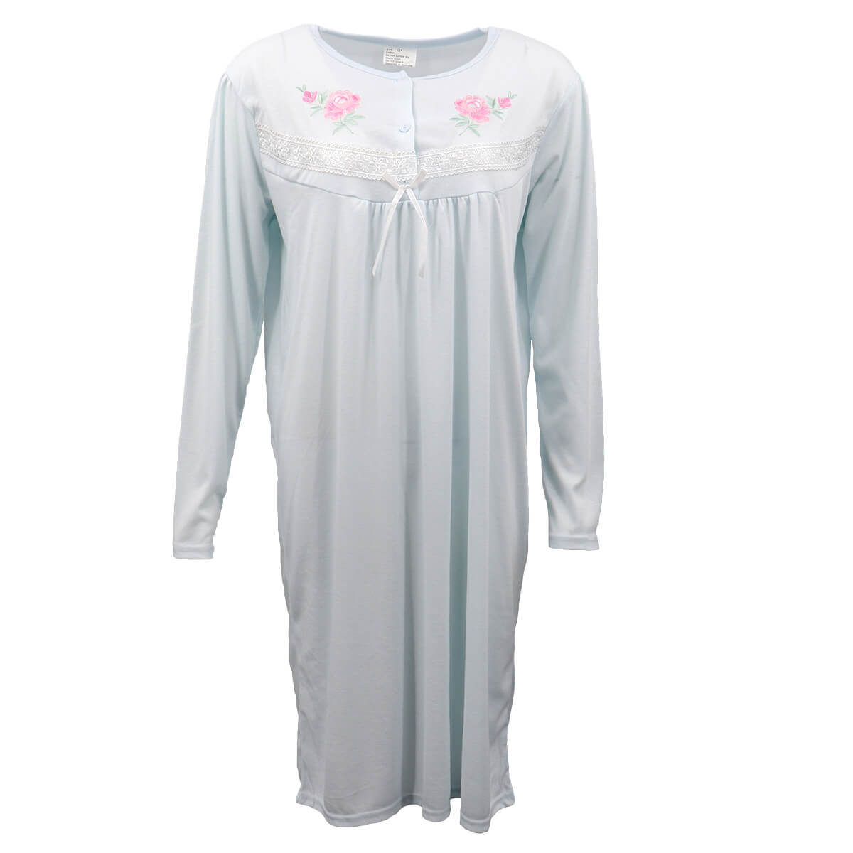 100% Cotton Women Nightie Night Gown Pajamas Pyjamas Winter Sleepwear PJs Dress, Blue, 12 Main image