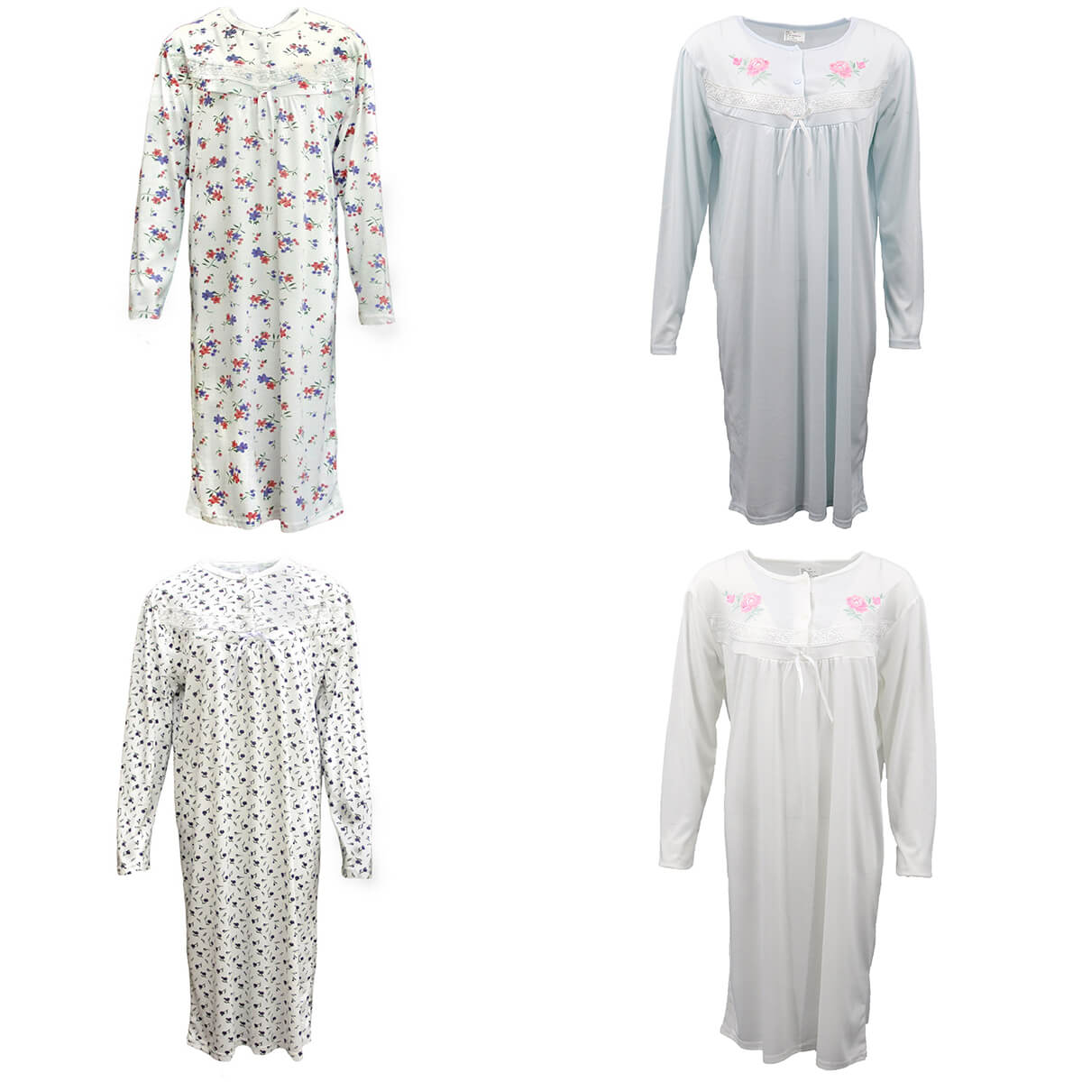 100% Cotton Women Nightie Night Gown Pajamas Pyjamas Winter Sleepwear PJs Dress, Light Pink, 12 Secondary image