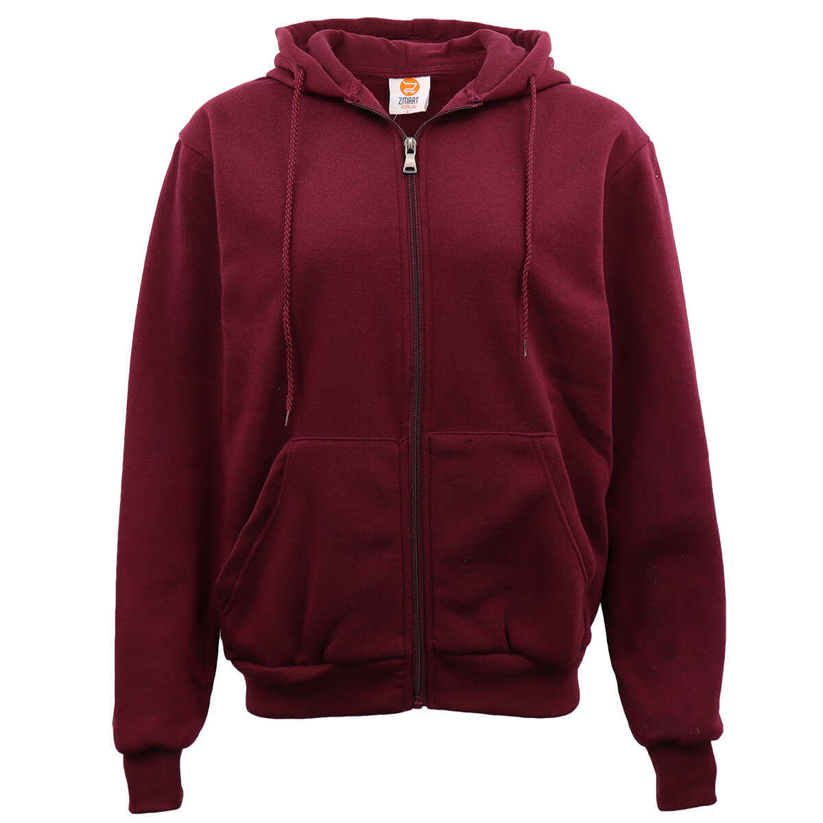 Adult Unisex Zip Plain Fleece Hoodie Hooded Jacket Mens Sweatshirt Jumper XS-8XL, Burgundy, M Main image
