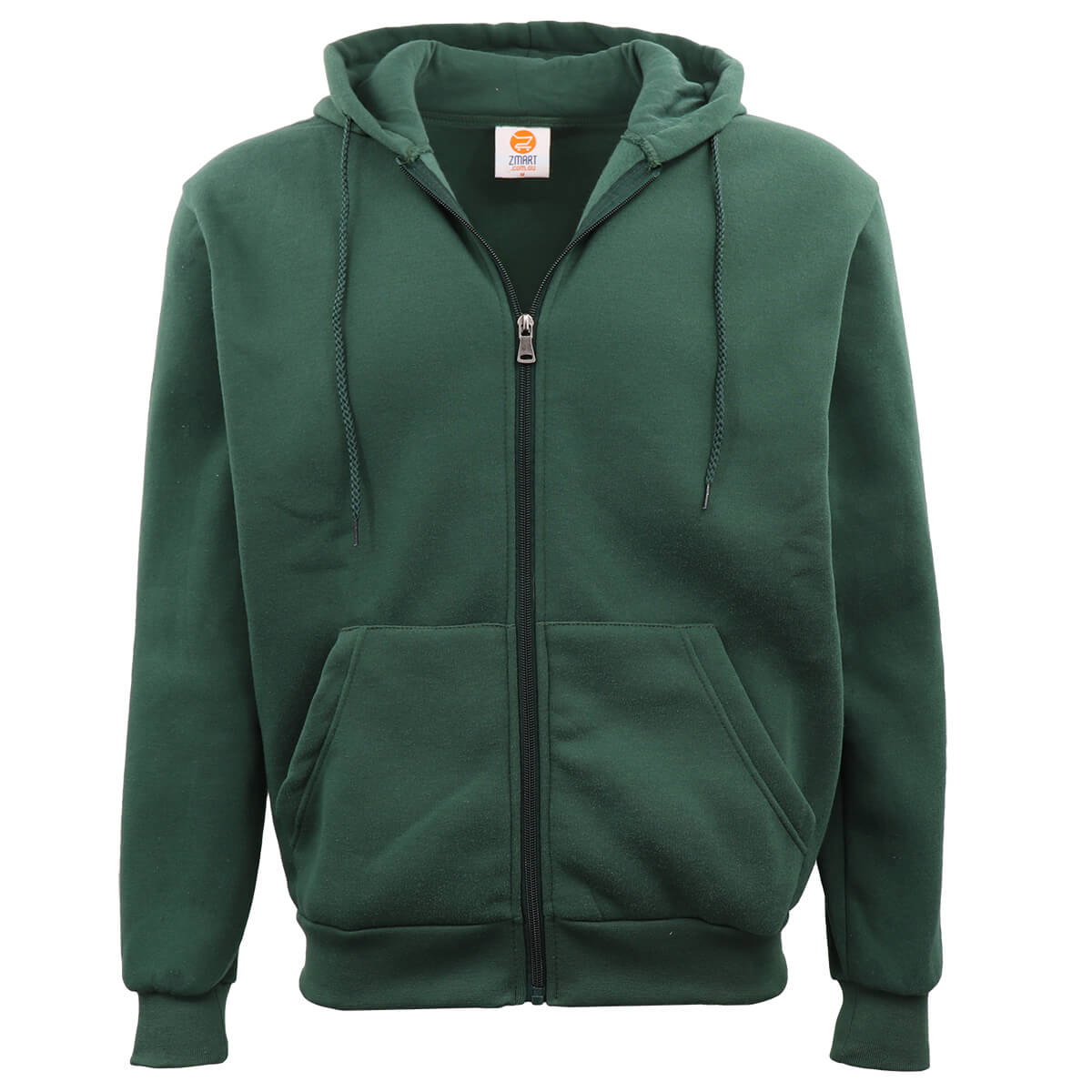 Adult Unisex Zip Plain Fleece Hoodie Hooded Jacket Mens Sweatshirt Jumper XS-8XL, Dark Green, 2XL Main image