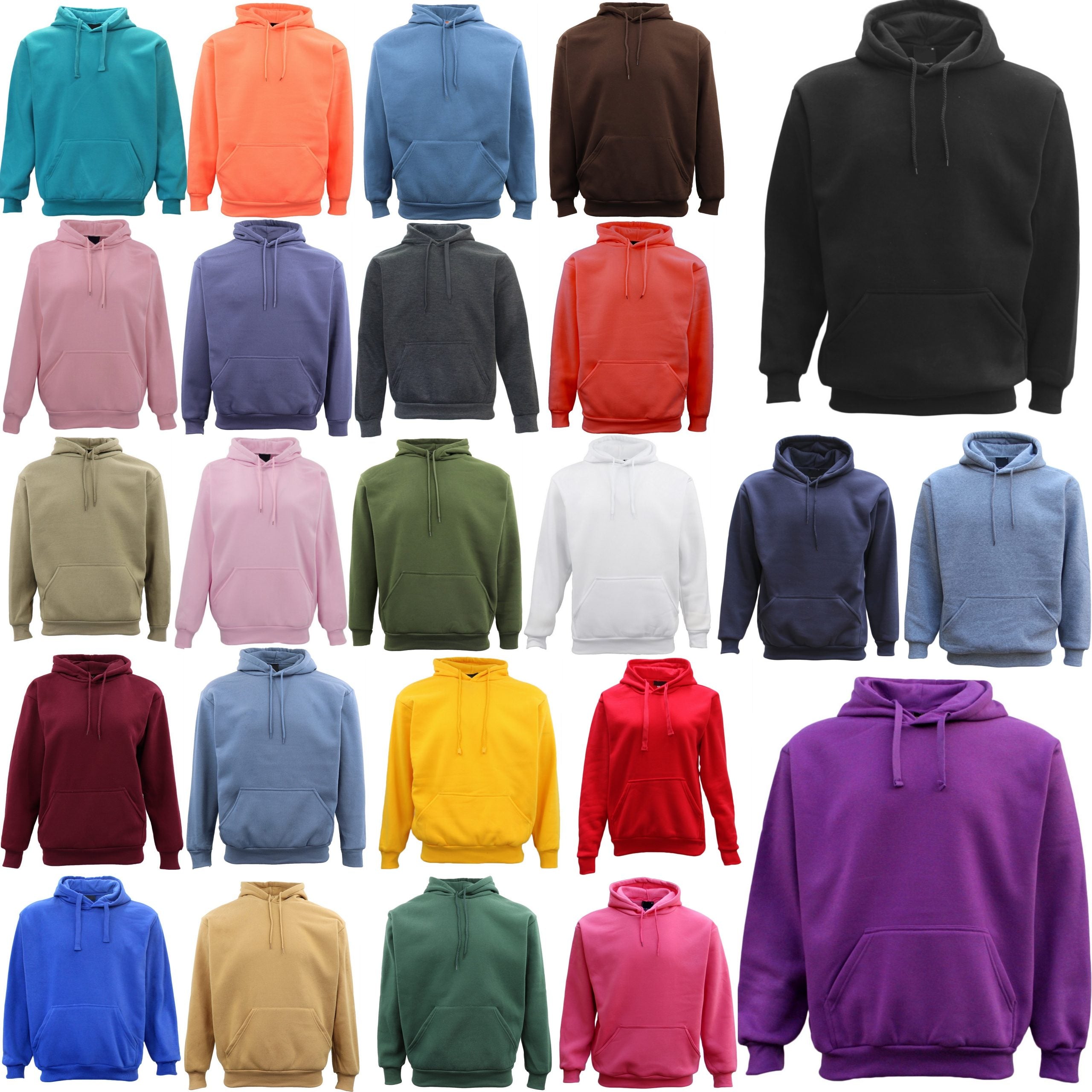 Adult Unisex Men's Basic Plain Hoodie Pullover Sweater Sweatshirt Jumper XS-8XL, Tan, S Secondary image
