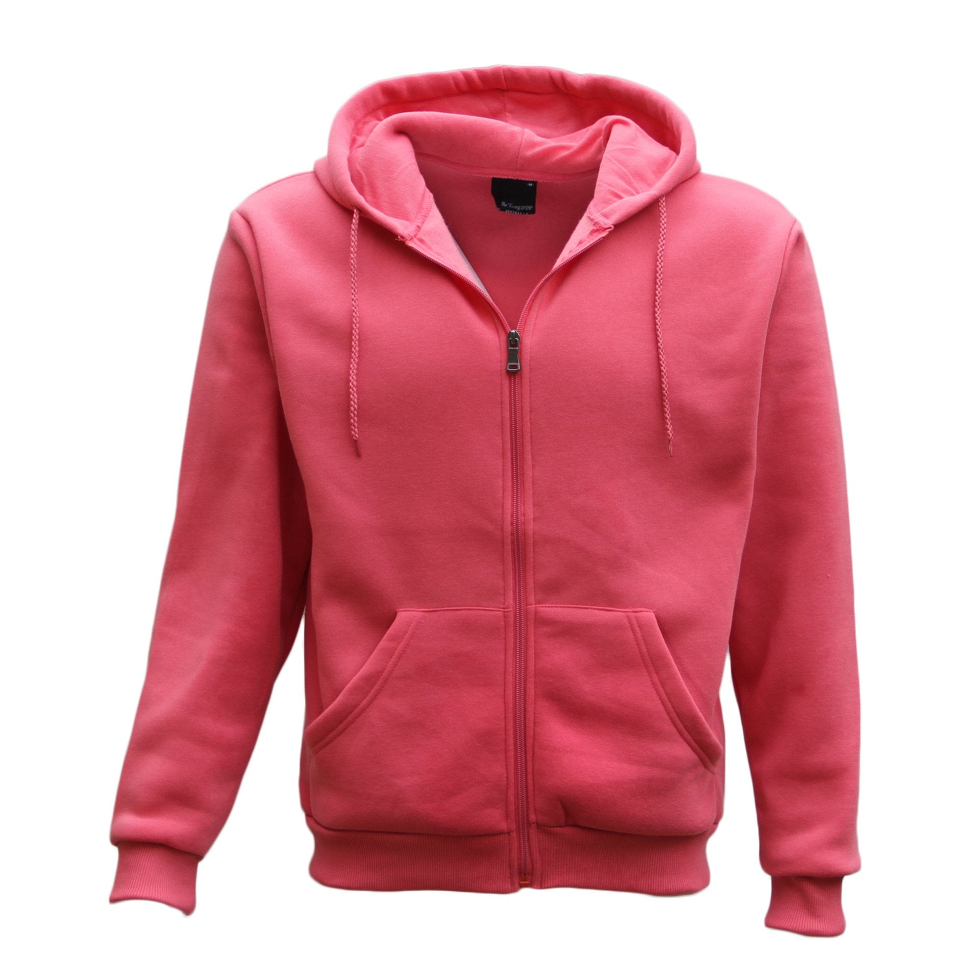 Adult Unisex Zip Plain Fleece Hoodie Hooded Jacket Mens Sweatshirt Jumper XS-8XL, Hot Pink, 3XL Main image