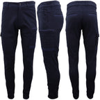 Men's Cargo Cotton Drill Work Pants UPF 50+ 13 Pockets Tradies Workwear Trousers, Navy, 32