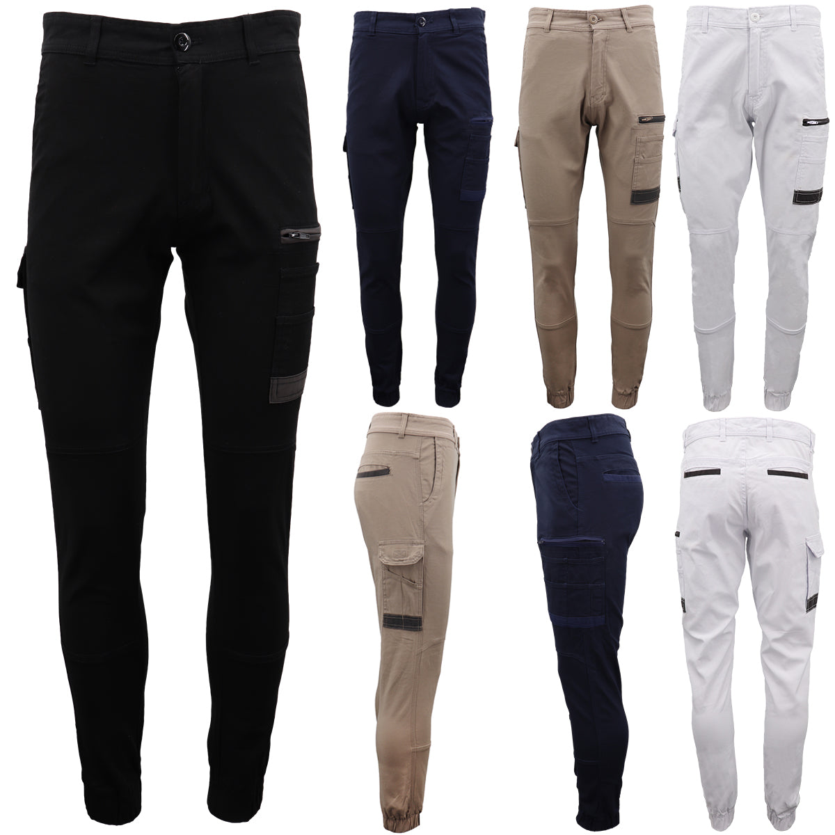 Men's Cargo Cotton Drill Work Pants UPF 50+ 13 Pockets Tradies Workwear Trousers, Navy, 34 Secondary image