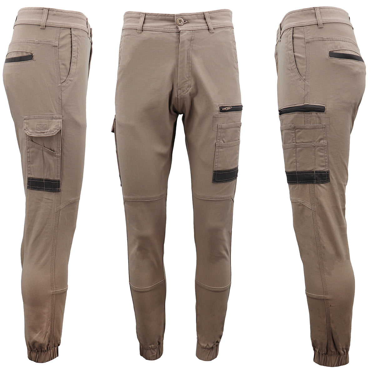 Men's Cargo Cotton Drill Work Pants UPF 50+ 13 Pockets Tradies Workwear Trousers, Khaki, 32 Main image