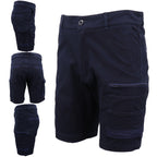 Mens Cargo Cotton Drill Work Shorts UPF 50+ 13 Pockets Tradies Workwear Trousers, Black, 30