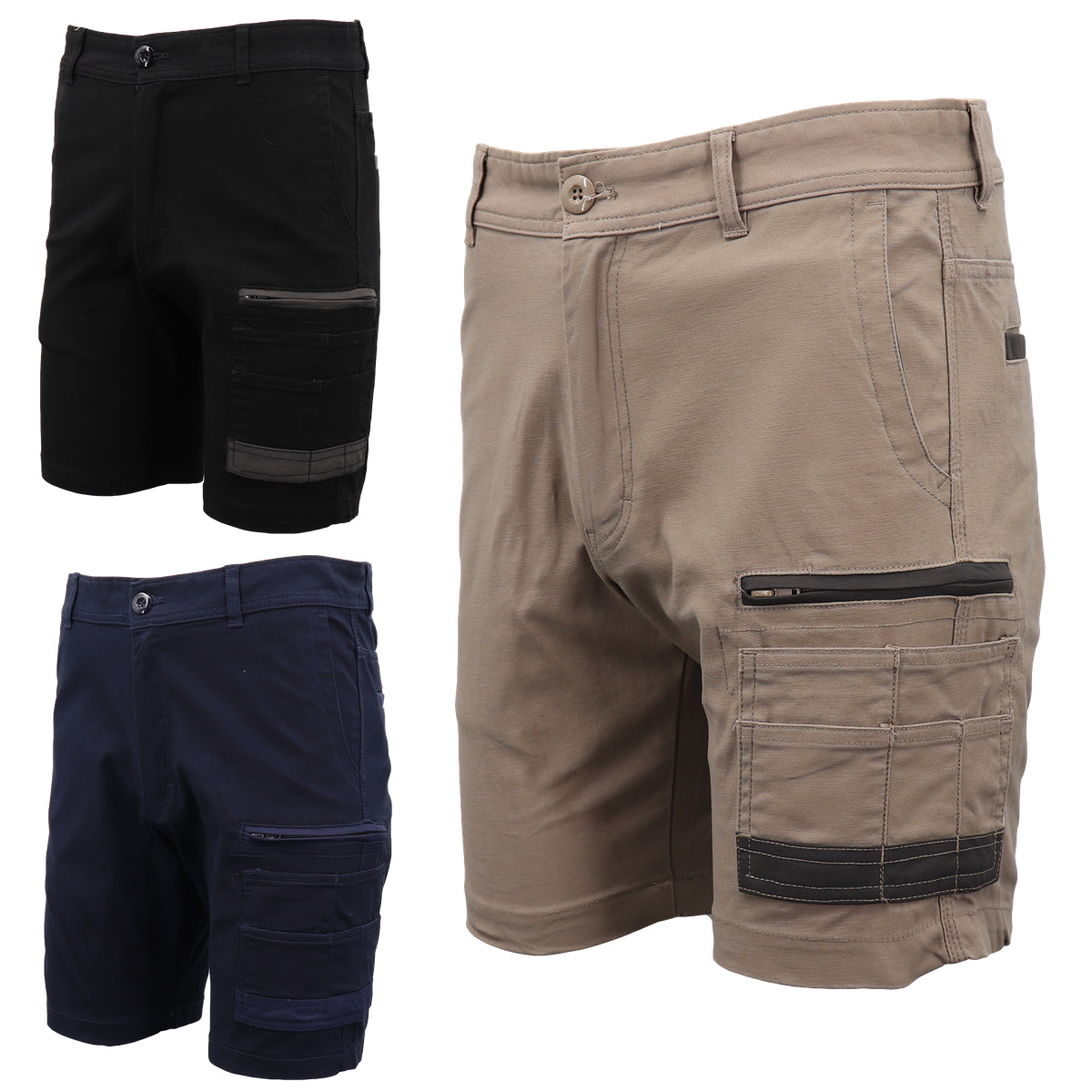 Mens Cargo Cotton Drill Work Shorts UPF 50+ 13 Pockets Tradies Workwear Trousers, Navy, 28 Secondary image