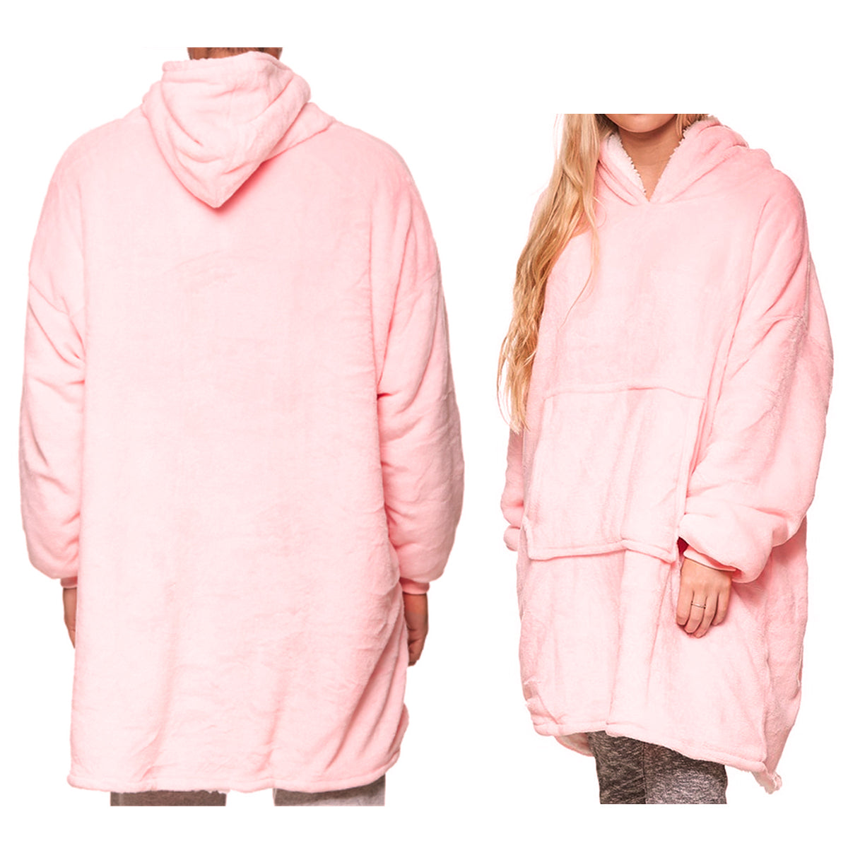 Oversized Soft Pullover Plain Hoodie Warm Fleece Blanket Plush Winter Sweatshirt, Watermelon Red, Adult Main image