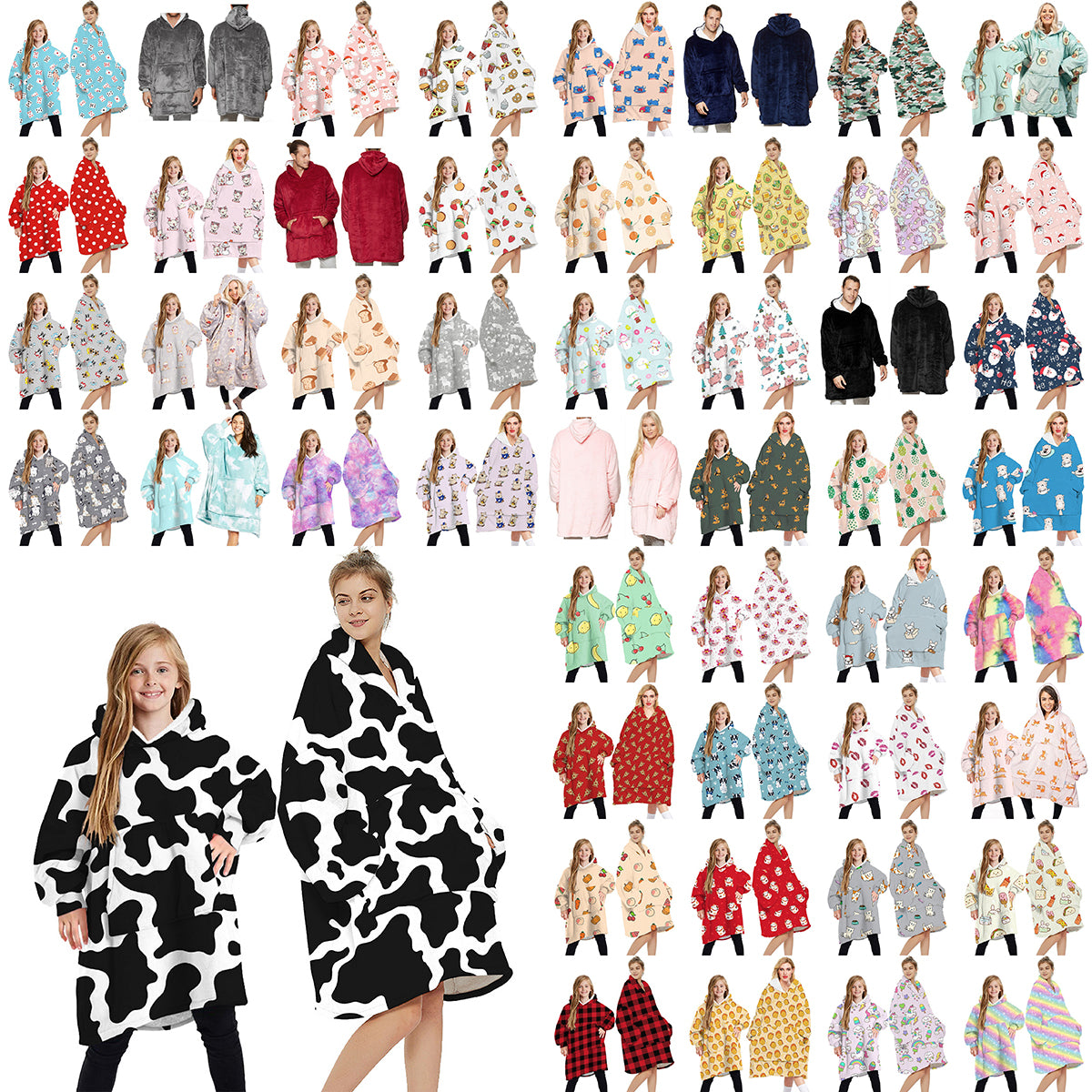 Oversized Soft Pullover Plain Hoodie Warm Fleece Blanket Plush Winter Sweatshirt, Watermelon Red, Adult Secondary image
