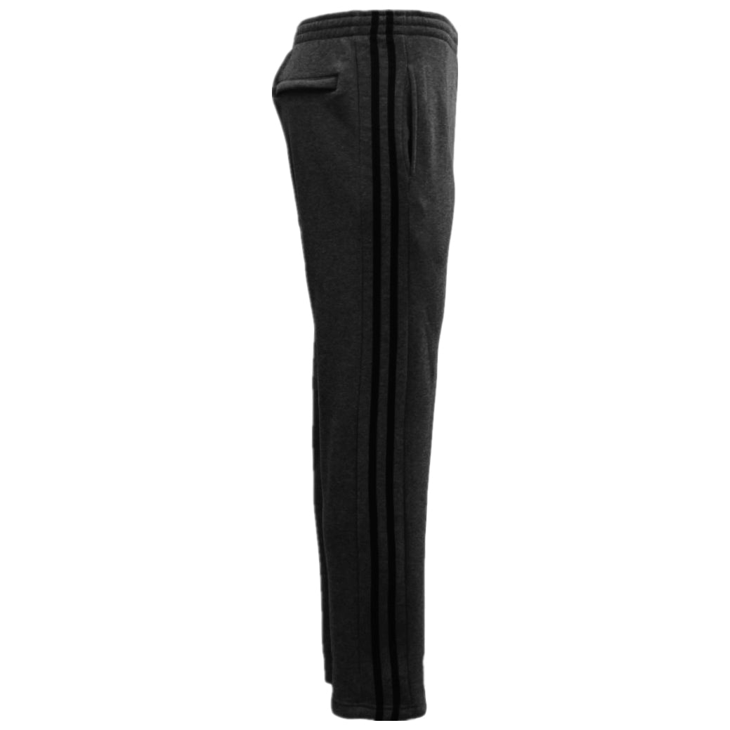 Men's Fleece Casual Sports Track Pants w Zip Pocket Striped Sweat Trousers S-6XL, Charcoal w Black Stripes, 4XL Main image