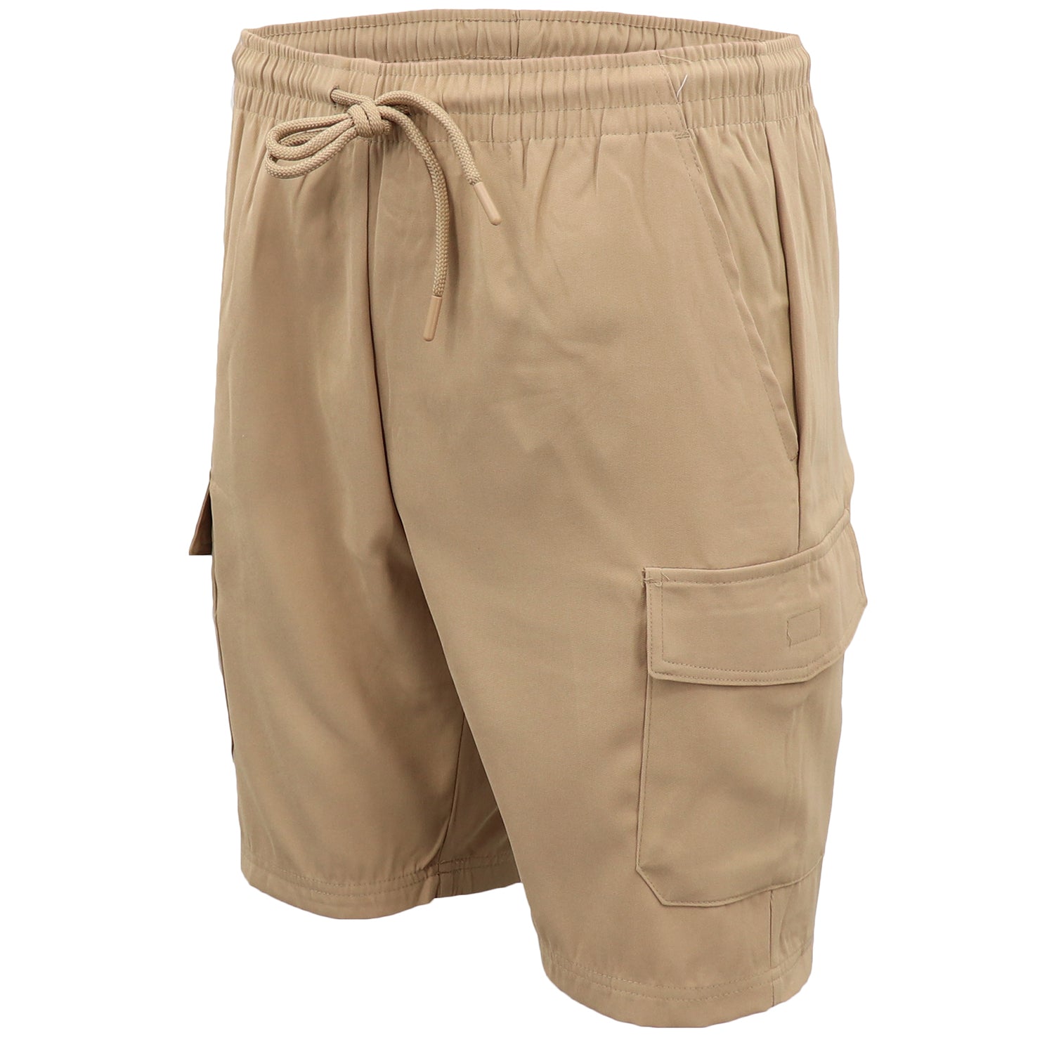 Men's Cargo Shorts 4 Pockets Cascual Work Trousers Active Pants Elastic Waist, Khaki, L Main image