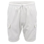 Men's Cargo Shorts 4 Pockets Cascual Work Trousers Active Pants Elastic Waist, Navy, L