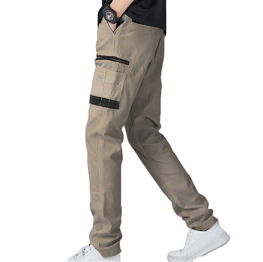 Men's Cotton Drill Cargo Work Pants UPF 50+ 13 Pockets Tradies Workwear Trousers, Khaki, 38 Main image