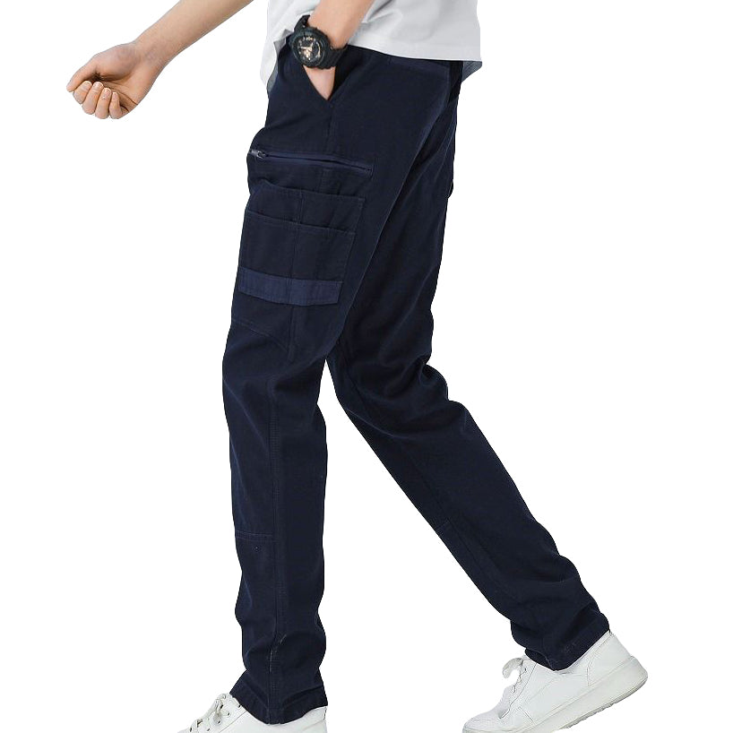 Men's Cotton Drill Cargo Work Pants UPF 50+ 13 Pockets Tradies Workwear Trousers, Navy, 36 Main image