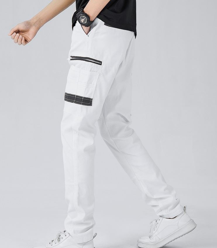 Men's Cotton Drill Cargo Work Pants UPF 50+ 13 Pockets Tradies Workwear Trousers, White, 38 Secondary image