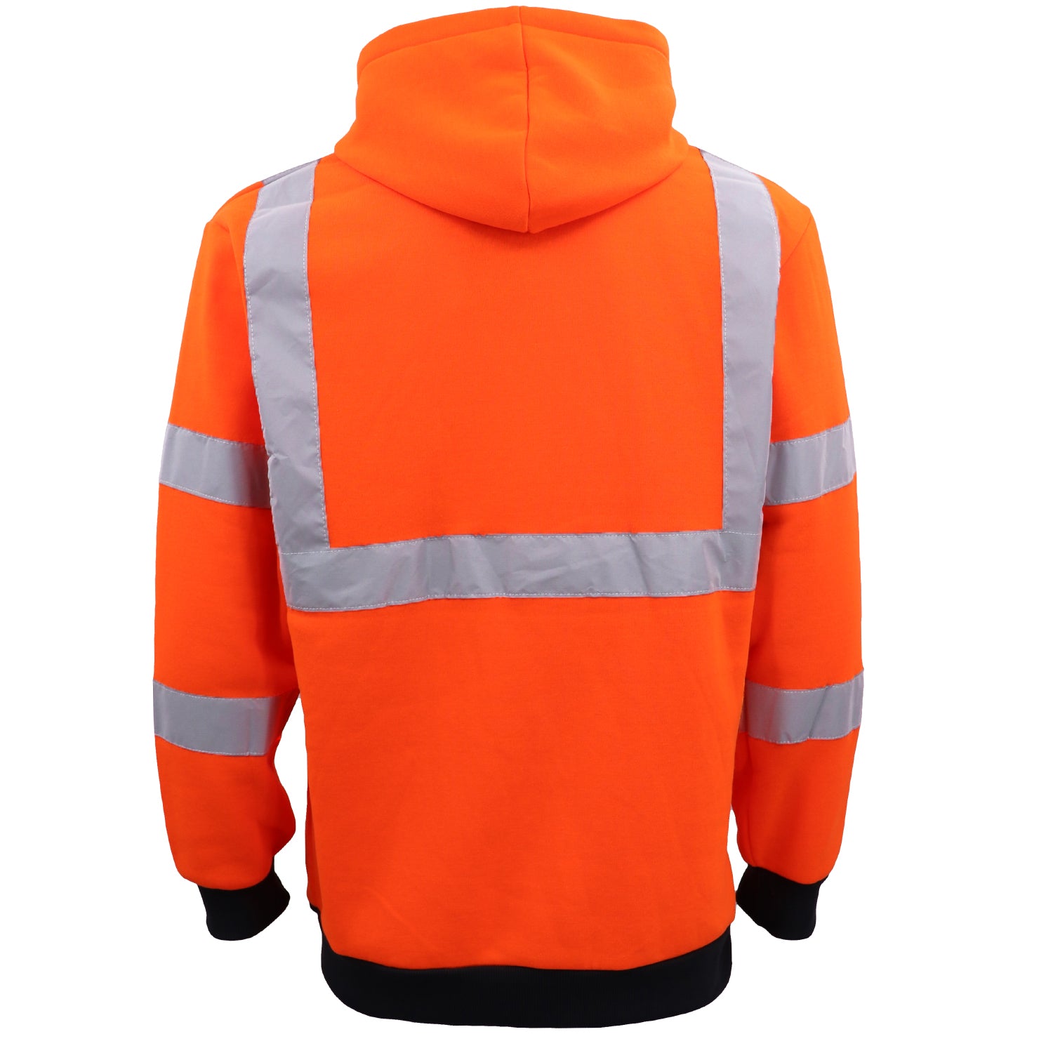 HI VIS Hooded Safety Jumper Hoodie Sweatshirt Tradie Workwear Fleece Jacket Coat, Fluro Orange, 3XL Secondary image