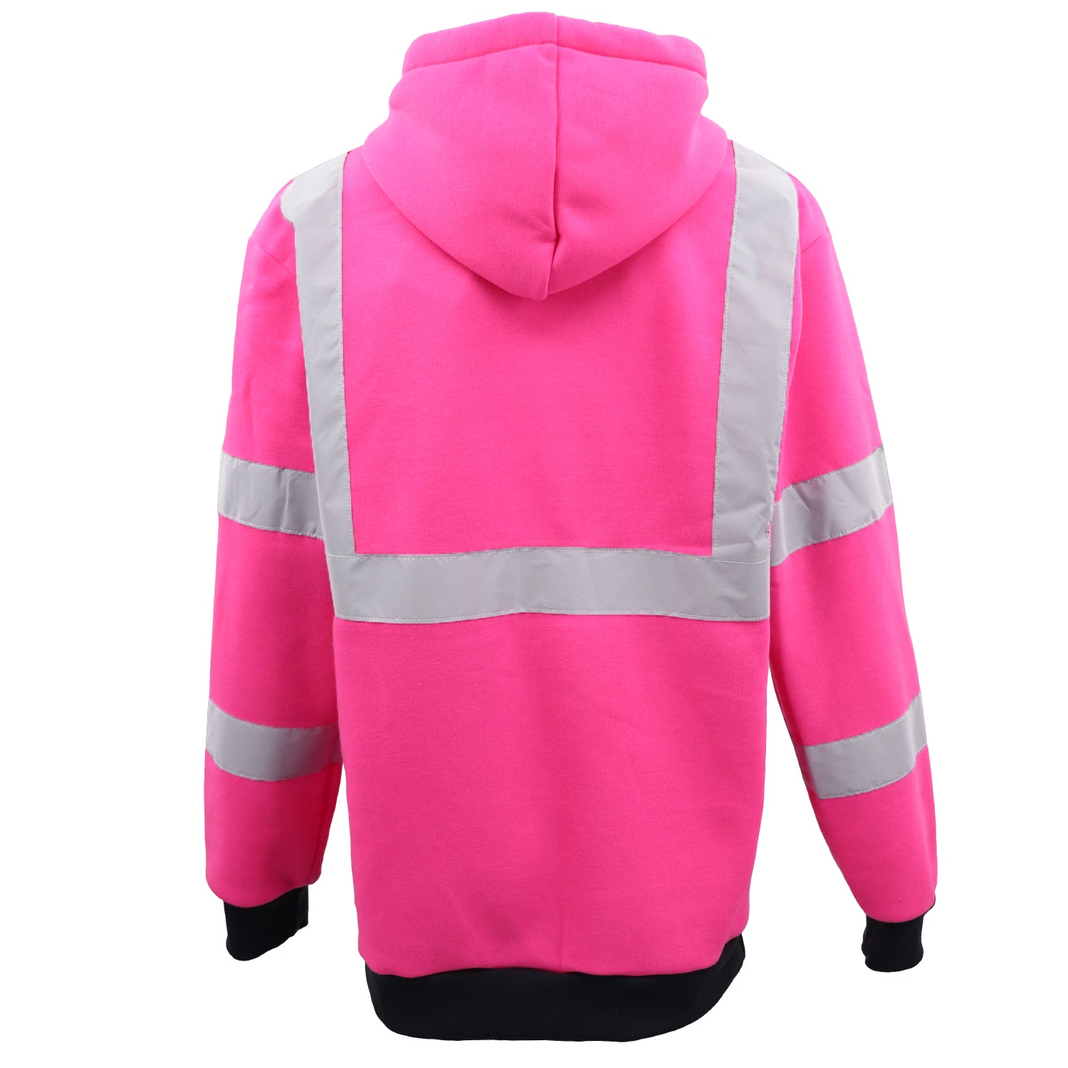 HI VIS Hooded Safety Jumper Hoodie Sweatshirt Tradie Workwear Fleece Jacket Coat, Fluro Pink, 3XL Secondary image