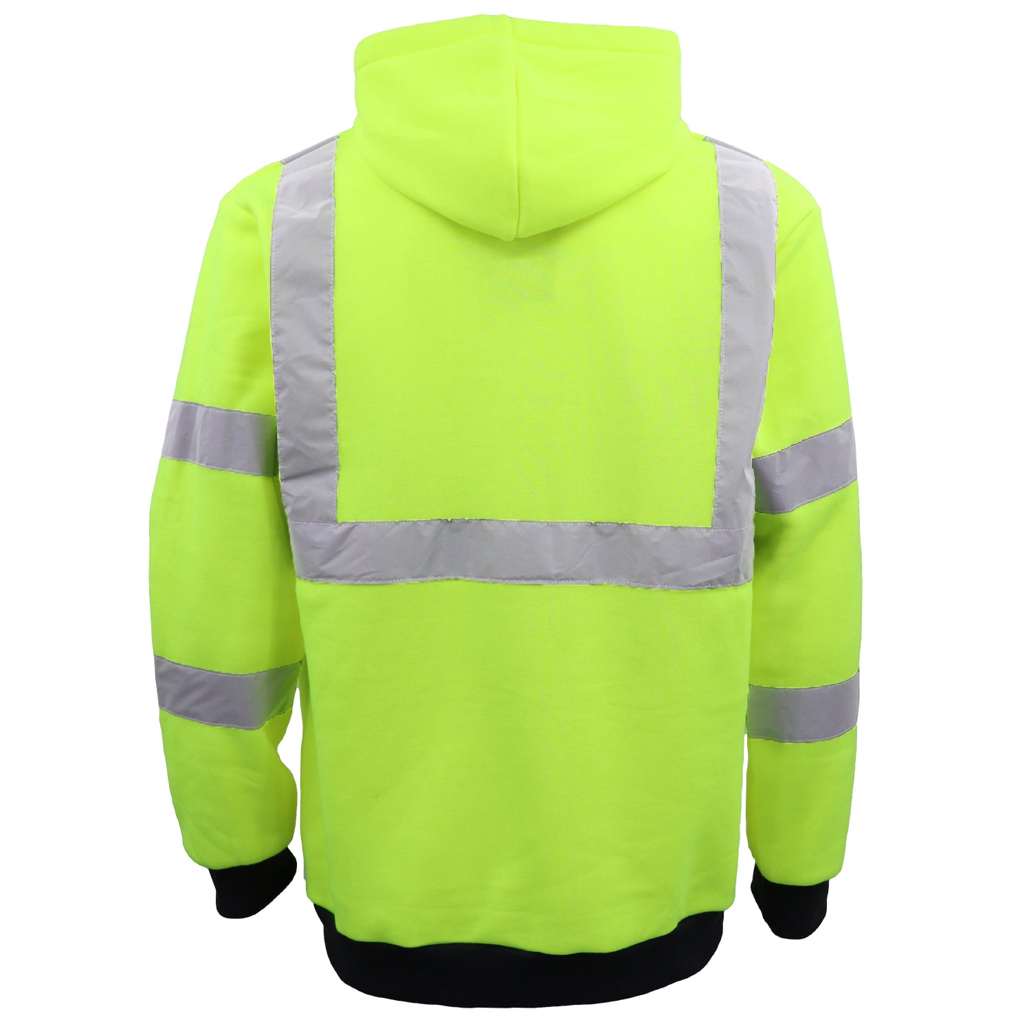 HI VIS Hooded Safety Jumper Hoodie Sweatshirt Tradie Workwear Fleece Jacket Coat, Fluro Yellow, XL Secondary image