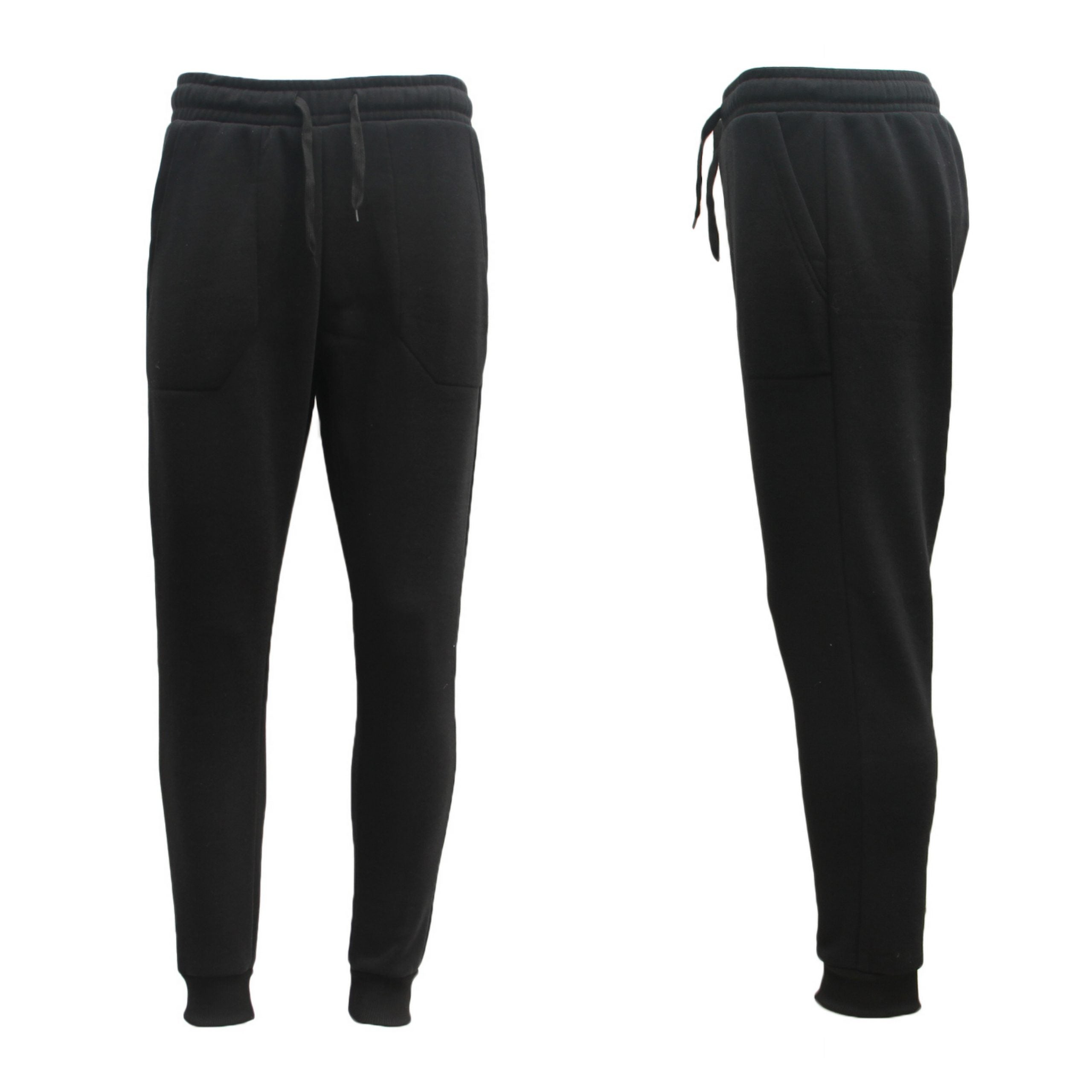 Mens Unisex Fleece Lined Sweat Track Pants Suit Casual Trackies Slim Cuff XS-6XL, Black, 6XL Main image
