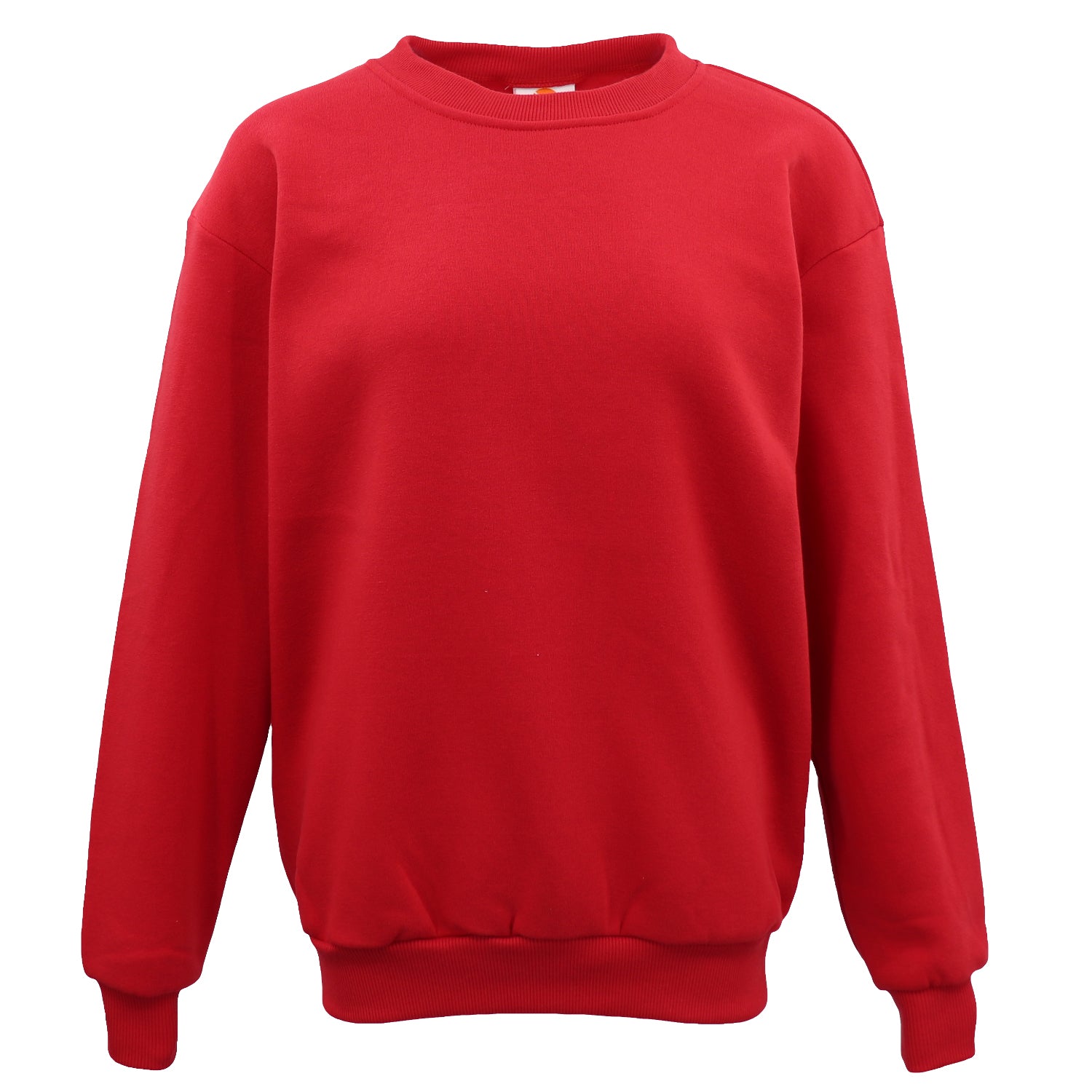 New Adult Unisex Plain Pullover Fleece Jumper Mens Long Sleeve Crew Neck Sweater, Olive, S