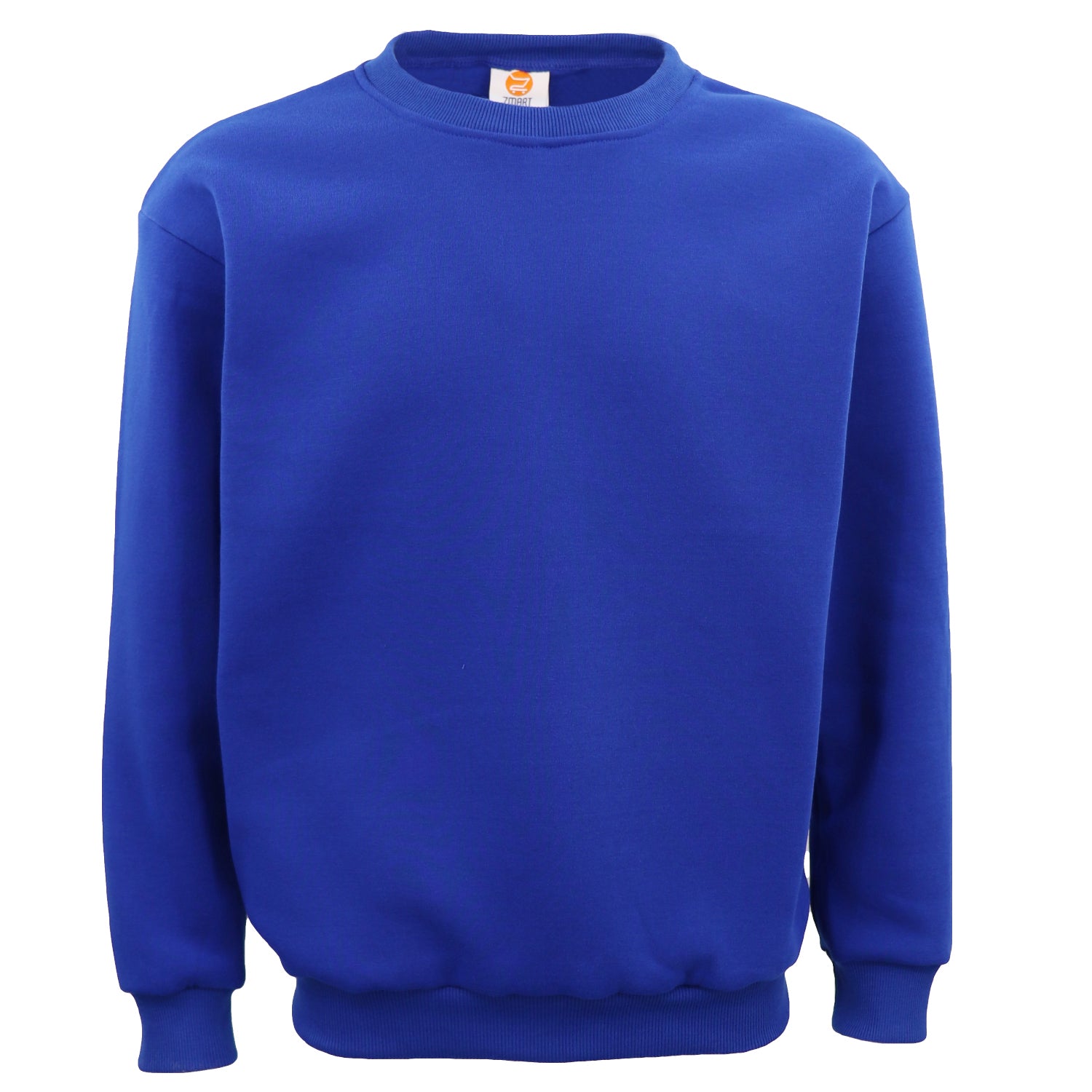 New Adult Unisex Plain Pullover Fleece Jumper Mens Long Sleeve Crew Neck Sweater, Royal Blue, 2XL Main image