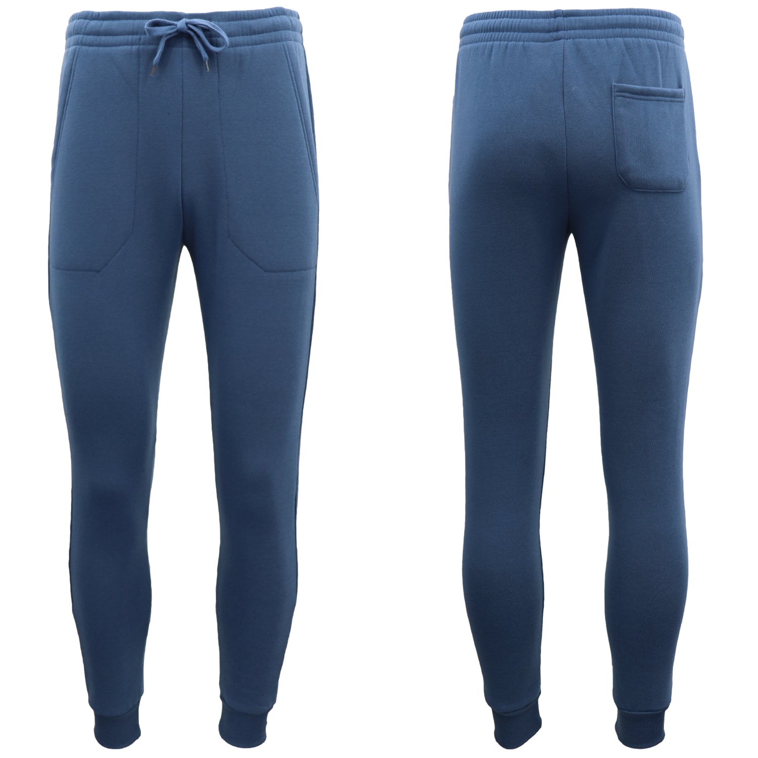 Mens Unisex Fleece Lined Sweat Track Pants Suit Casual Trackies Slim Cuff XS-6XL, Stone Blue, L Main image