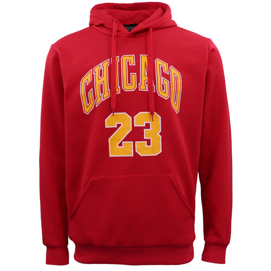 Men's Fleece Pullover Hoodie Jacket Sports Jumper Jersey Chicago Golden State, Red - Chicago 23, M