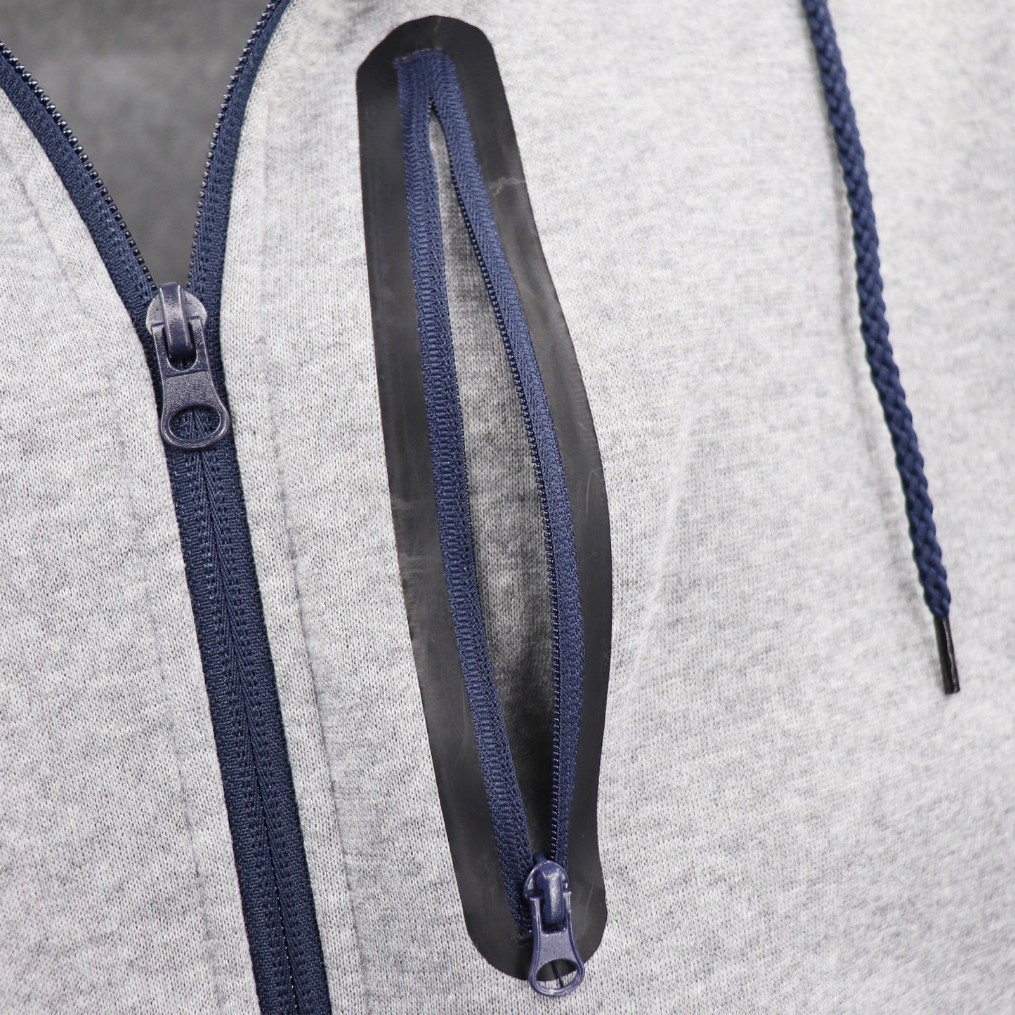 Men's Adult Full Zip Hoodie Jumper Active Two-Tone Jacket Coat Sports Zip Pocket, Black, 2XL